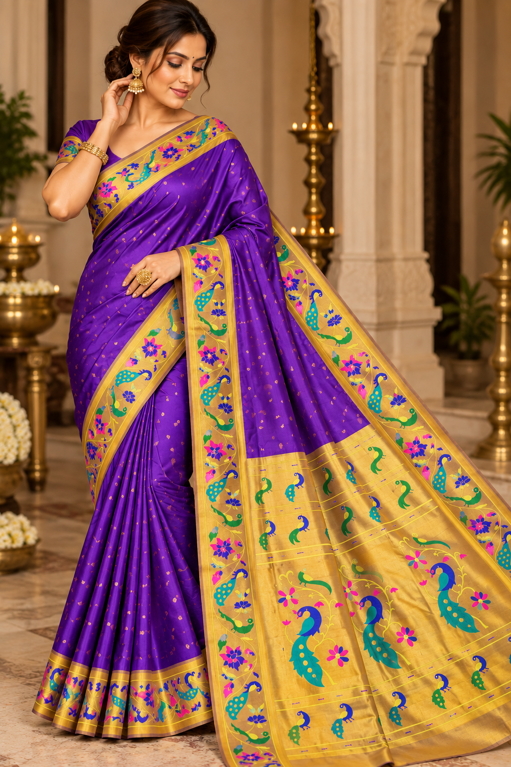 Maharani Pushpaa Paithani – Mor Popat Brocade Silk Saree