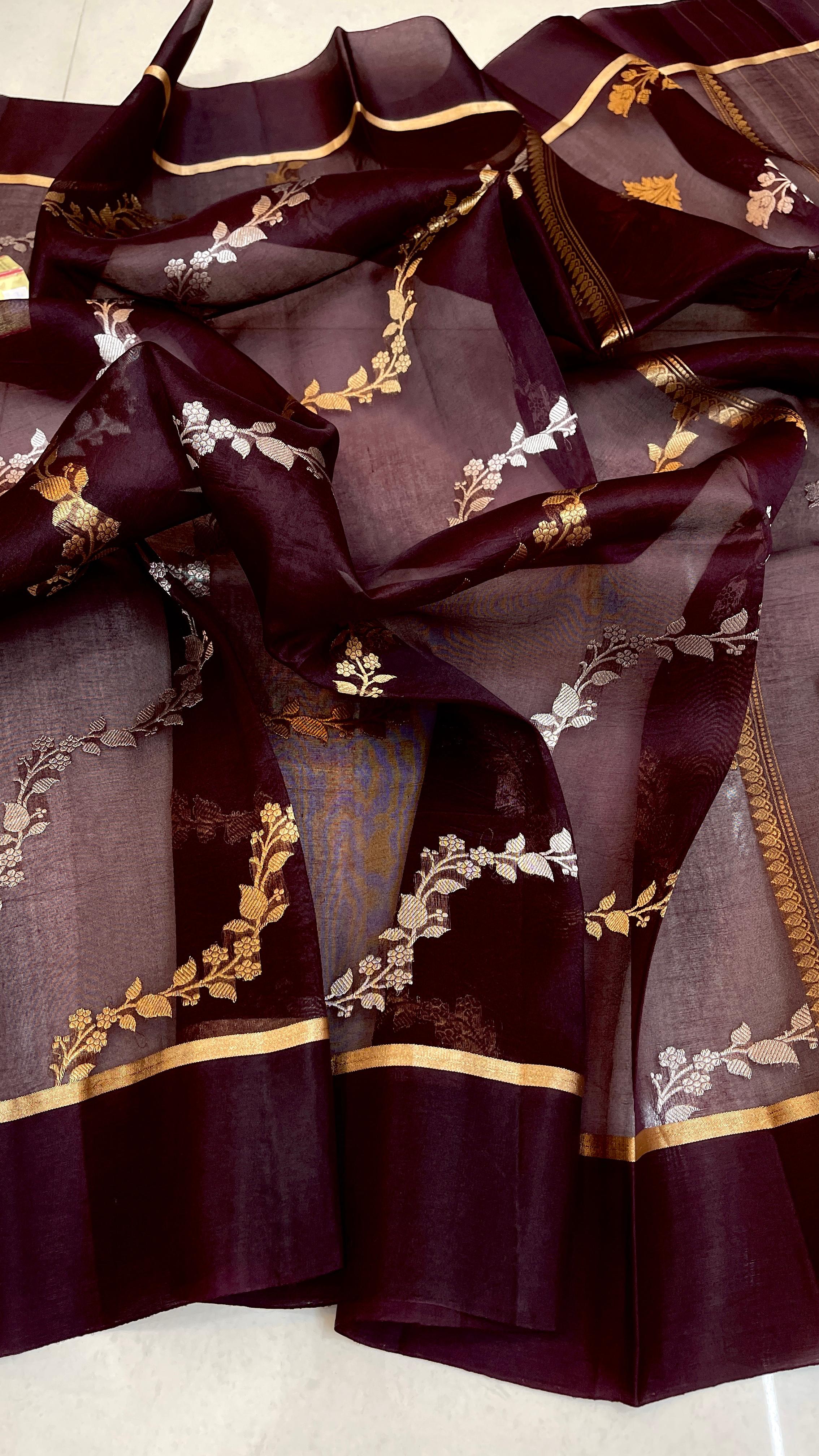 Banarasi Pure Handloom Kora Organza Silk Saree