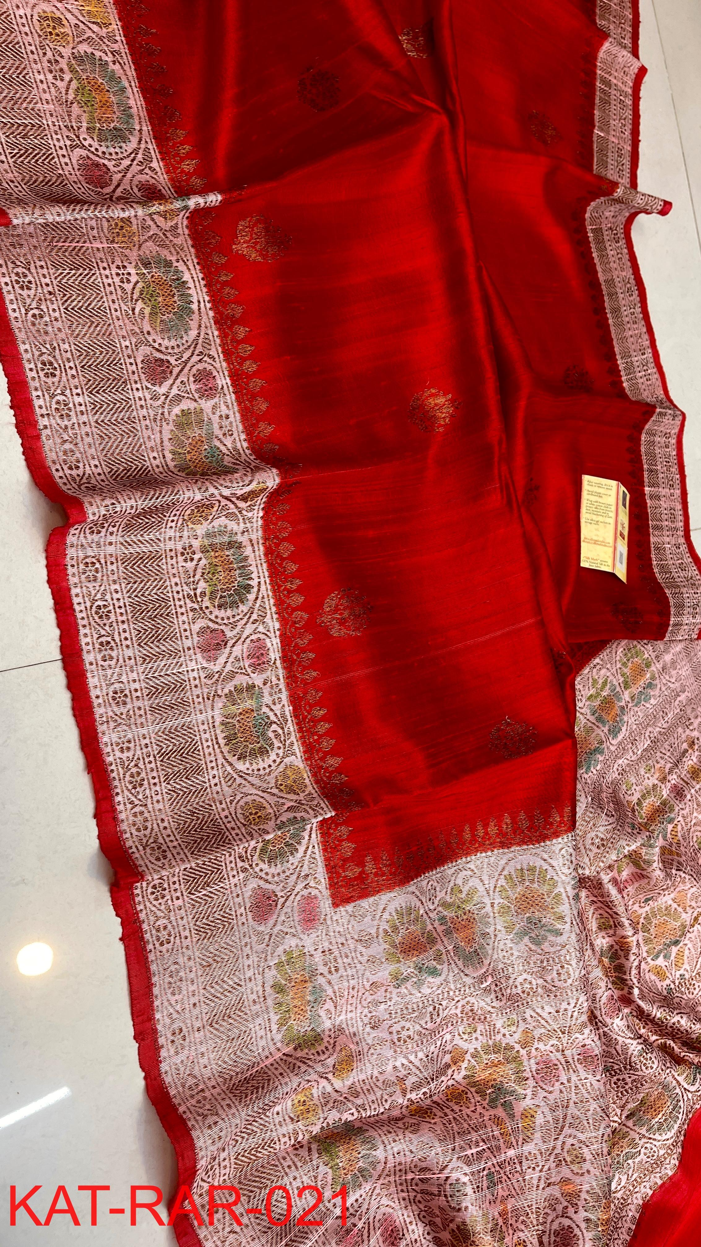 Exclusive Banarasi Raw Silk Handloom Saree – Handbrush Dye with Rich Pallu