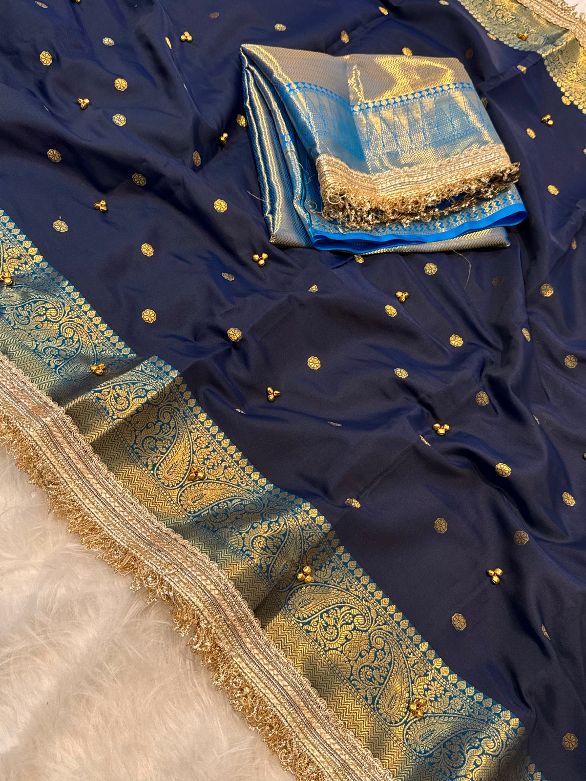 Royal Banarasi Soft Katan Silk Saree with Exquisite Ghungroo Work
