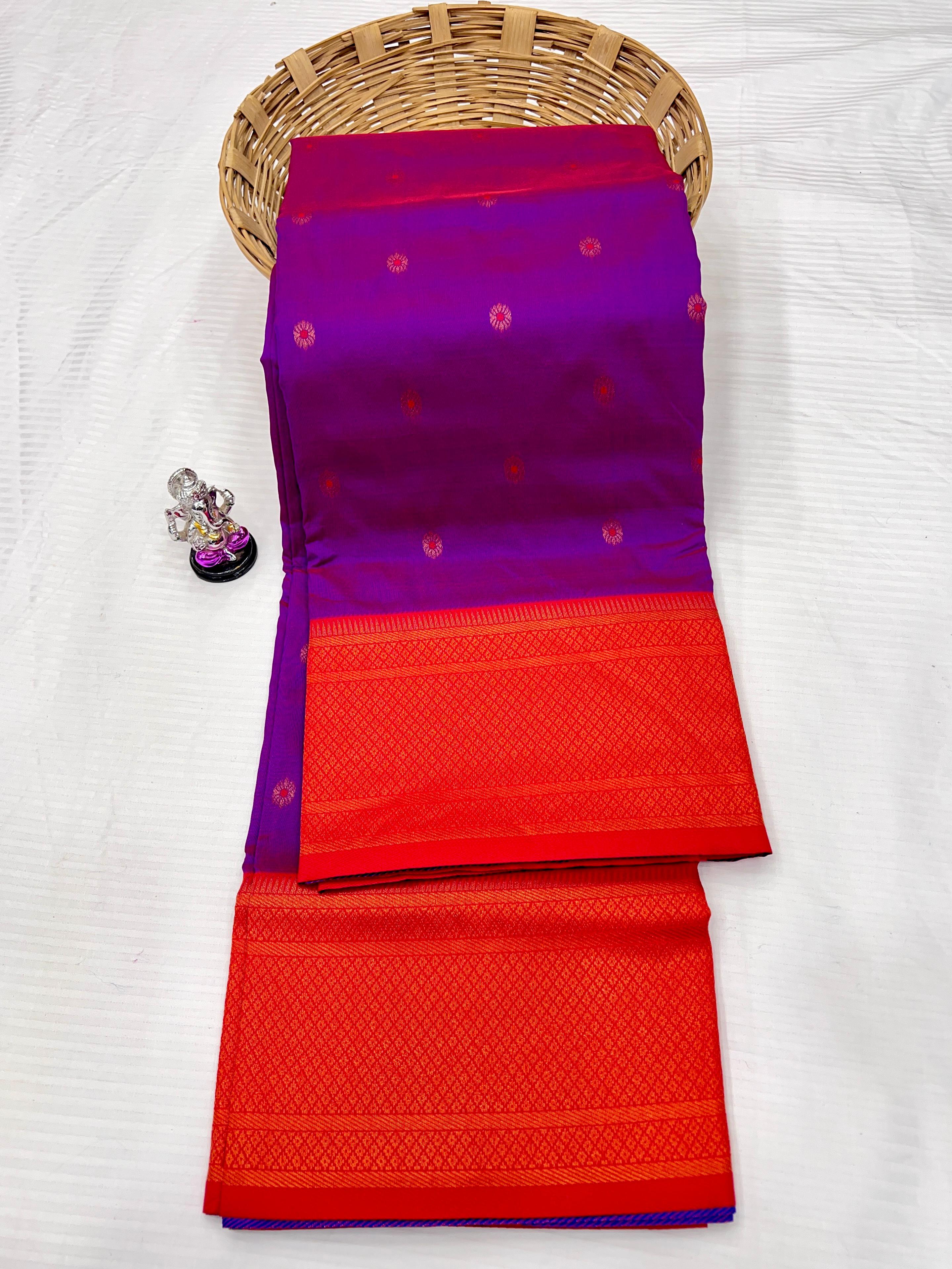 Kadiyal Paithani Premium Katan Silk Saree with Meena Butti & Contrast Zari Blouse