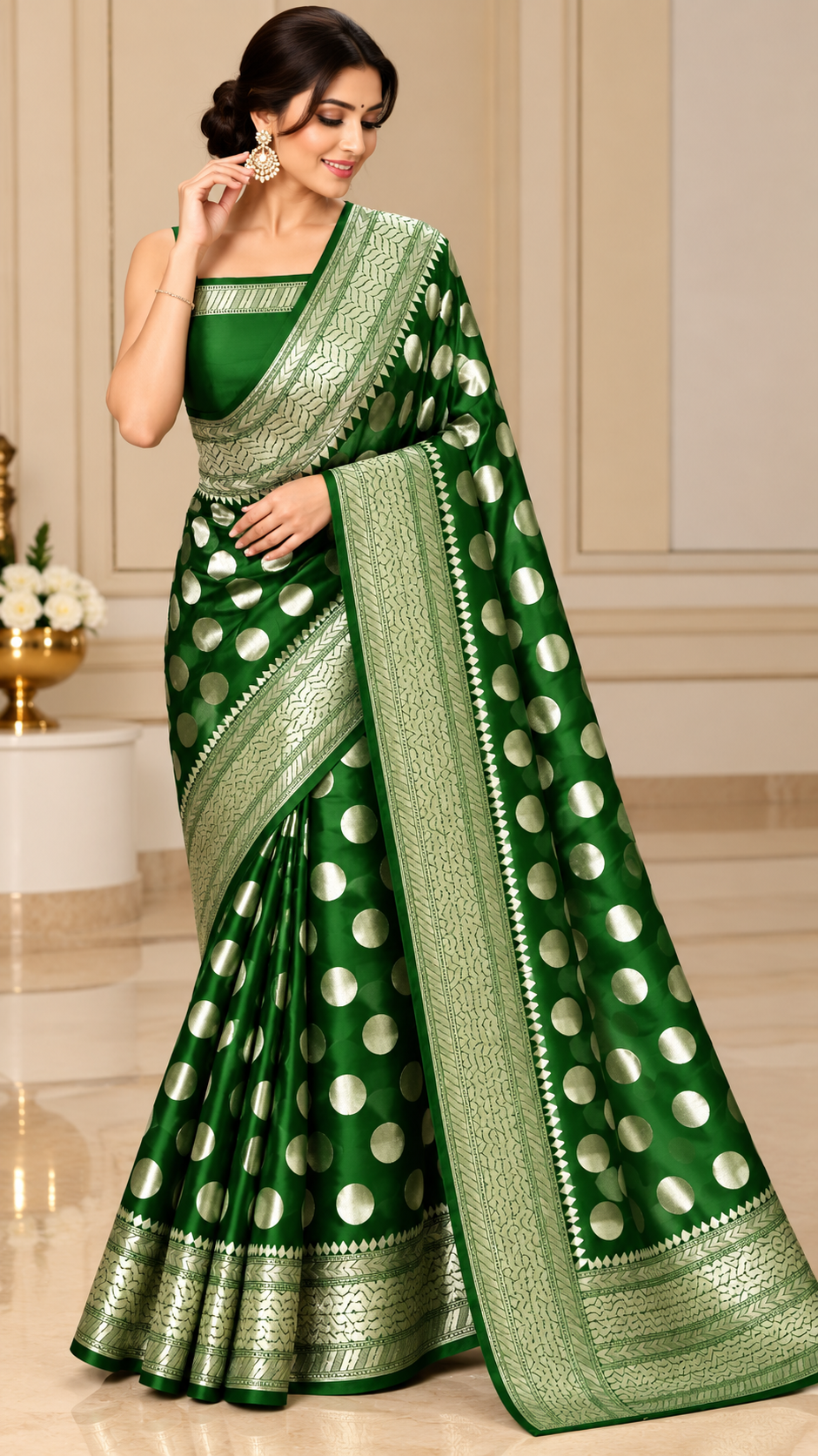 Premium Banarasi Semi Georgette Silk Saree – Elegant Water Zari Weaving