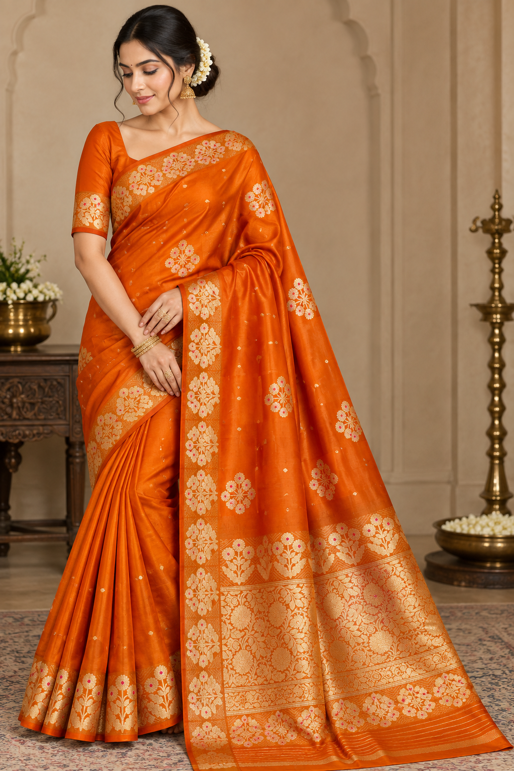 Banarasi Pure Kora Silk Handloom Kadhuwa Woven Sarees