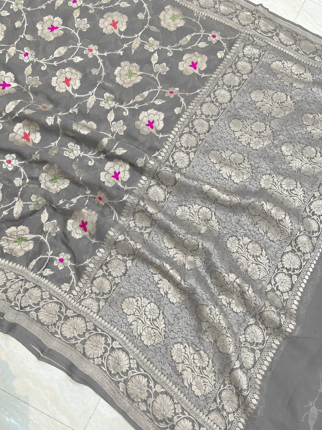 Banarasi Meendar Woven Semi Georgette Silk Saree – Timeless Elegance