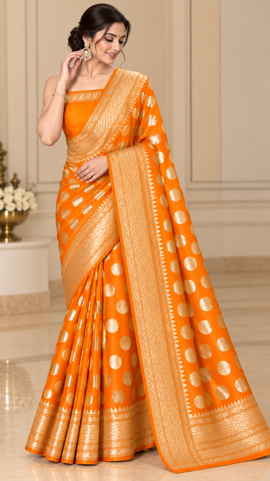 Premium Banarasi Semi Georgette Silk Saree – Elegant Water Zari Weaving