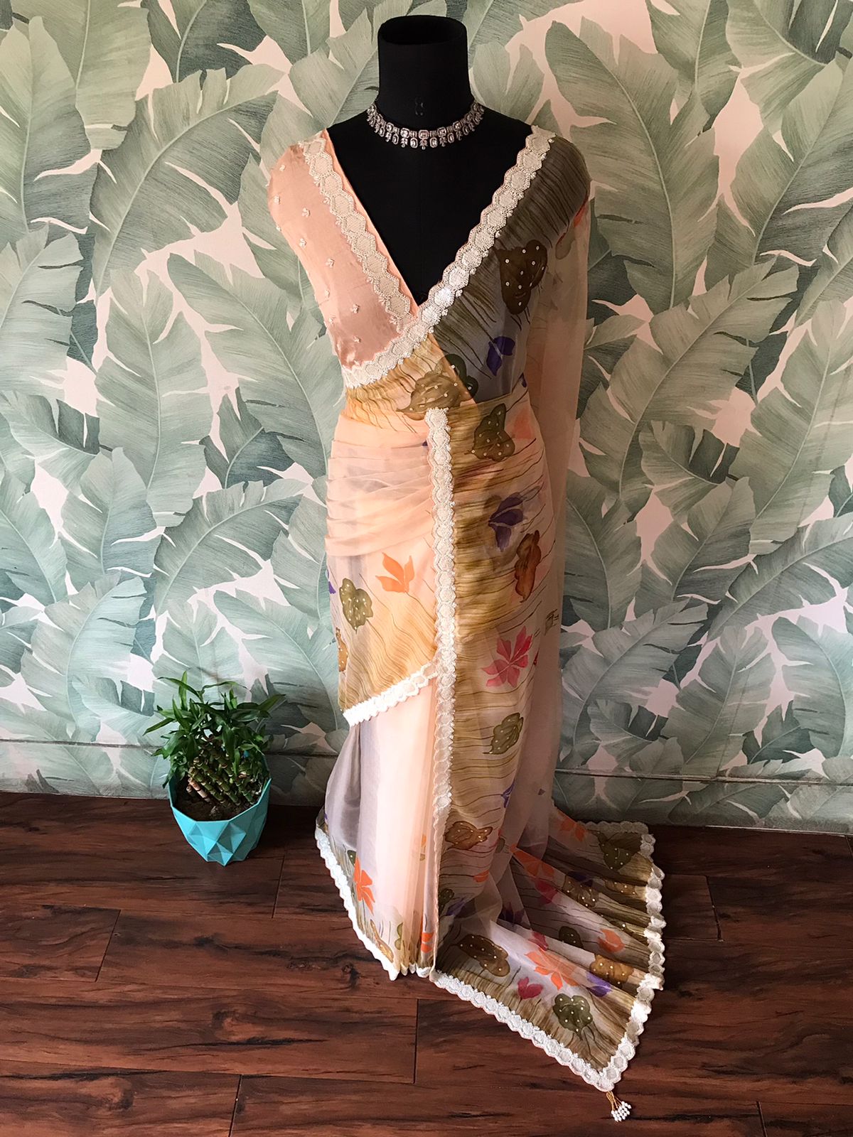 Soft Organza Silk Handpainted & Handwork Saree