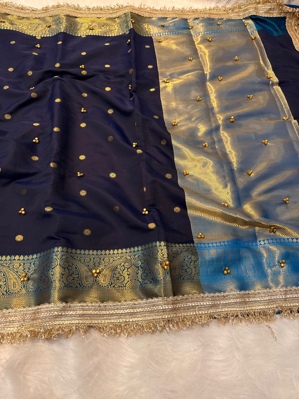 Royal Banarasi Soft Katan Silk Saree with Exquisite Ghungroo Work