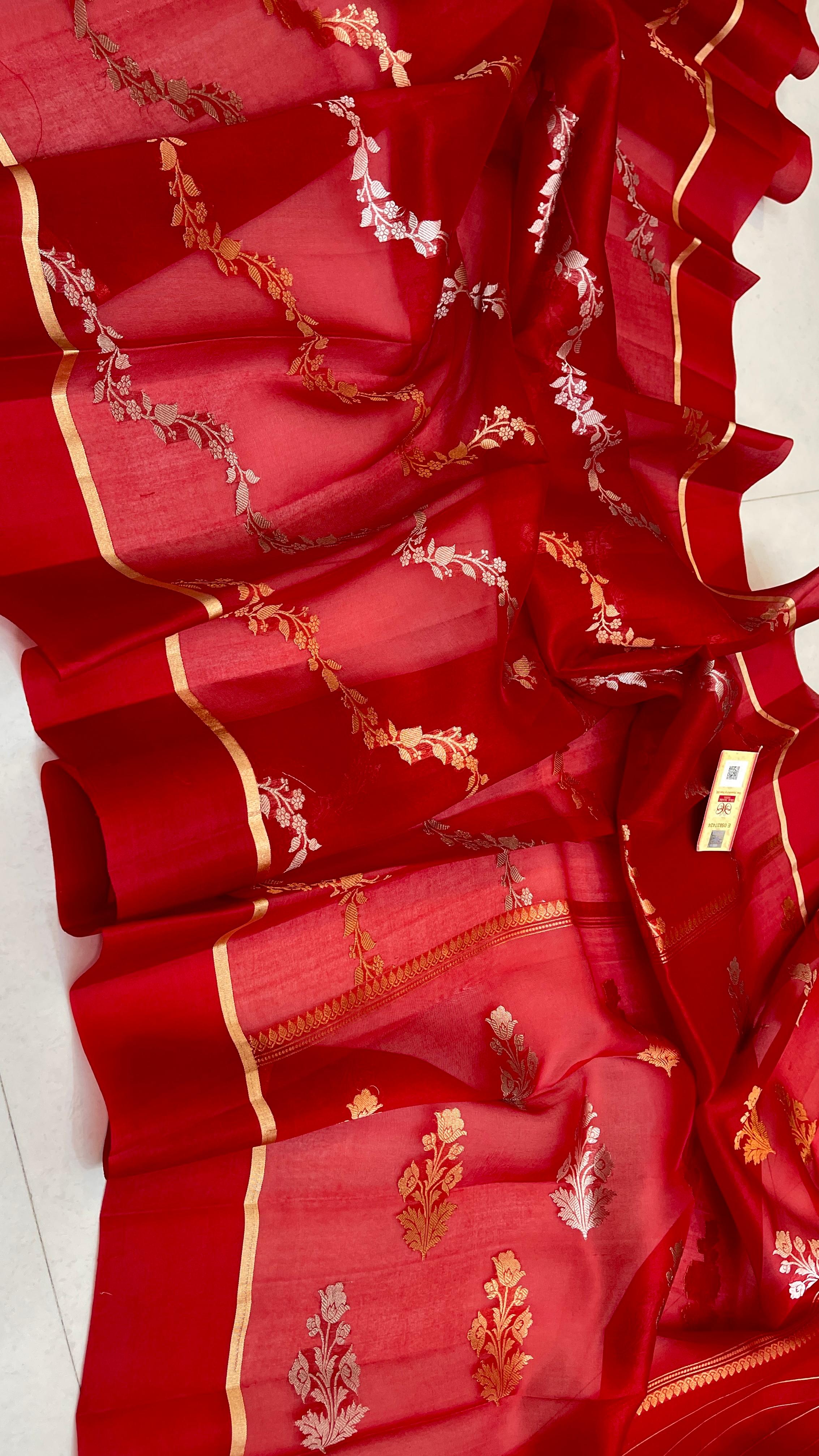 Banarasi Pure Handloom Kora Organza Silk Saree