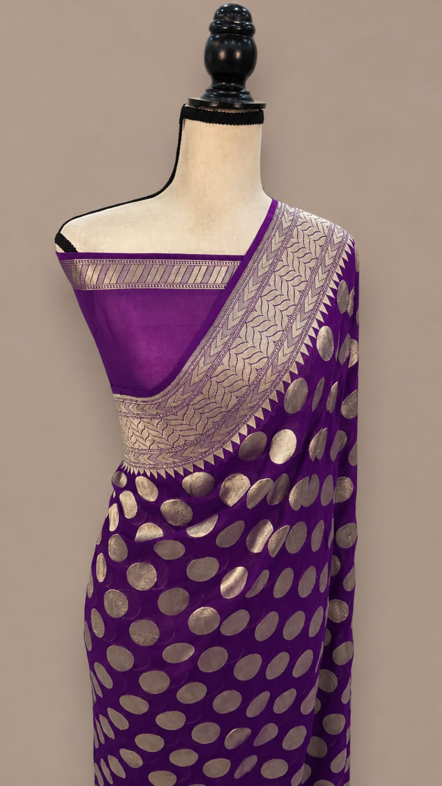 Premium Banarasi Semi Georgette Silk Saree – Elegant Water Zari Weaving