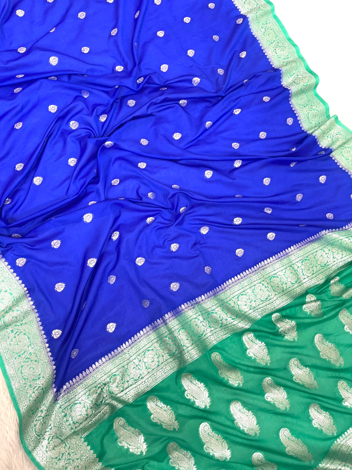 Banarasi Semi Georgette Silk Saree – Premium Silver Zari Woven Elegance