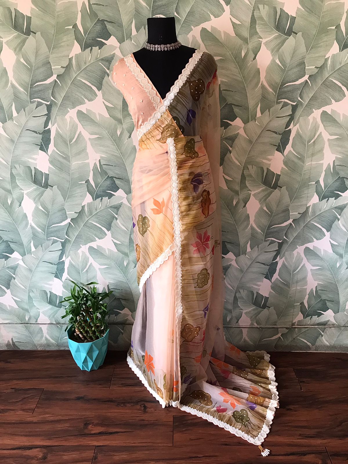 Soft Organza Silk Handpainted & Handwork Saree