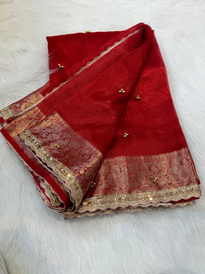 Banarasi Soft Tissue Silk Saree with Ghungroo Work