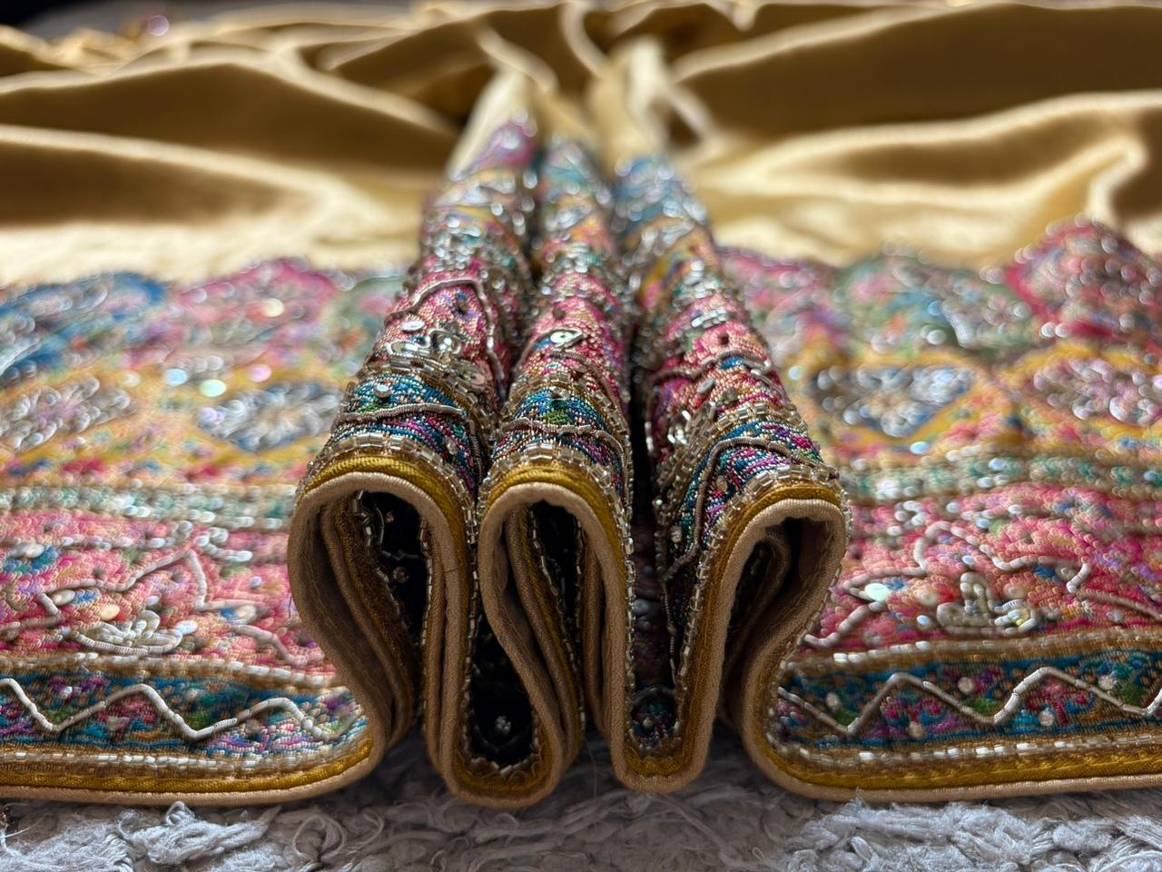 Heritage Kashmiri Pure Kani Silk Saree with Zari Weaving & Zardozi Handwork