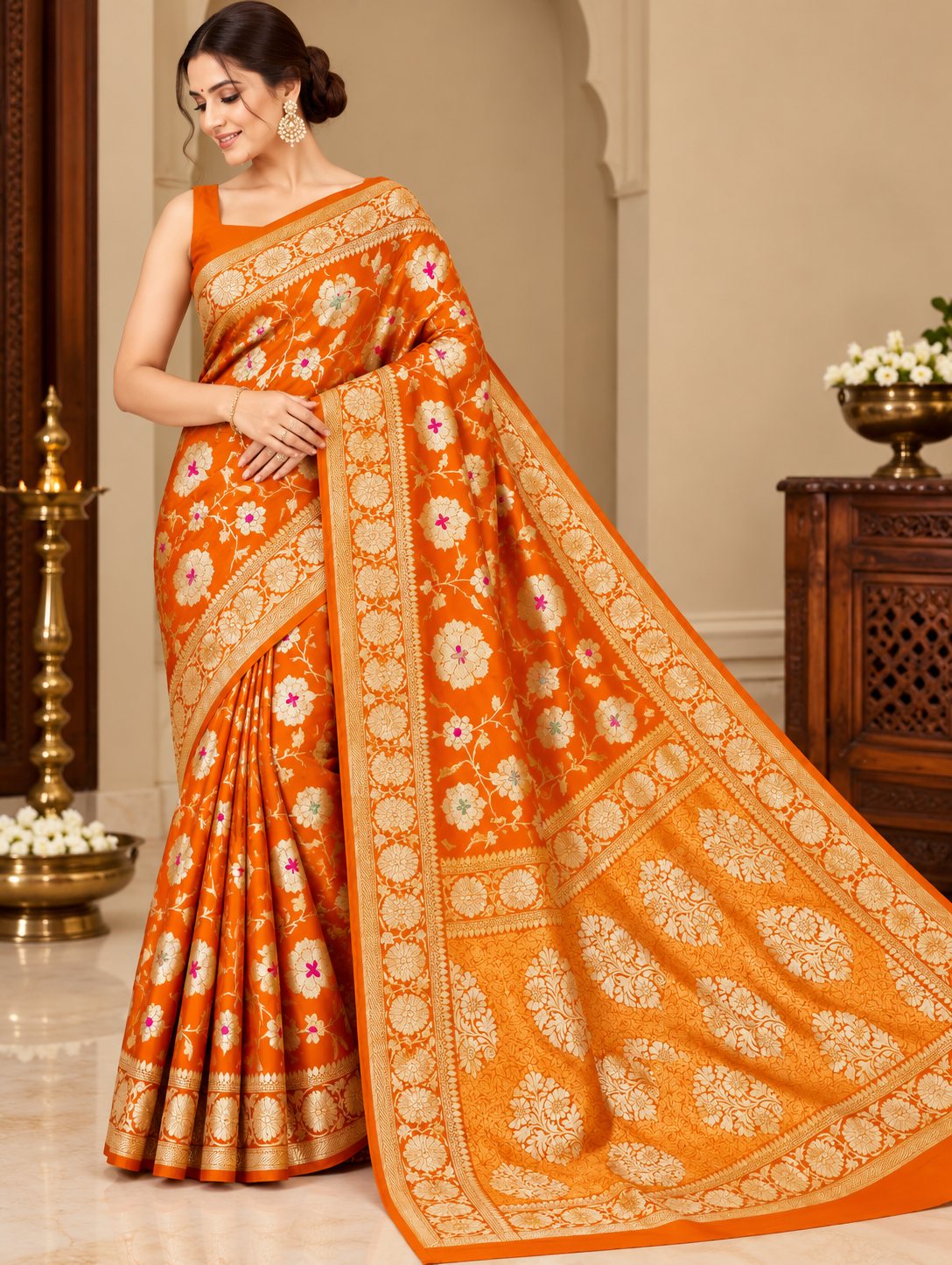 Banarasi Meendar Woven Semi Georgette Silk Saree – Timeless Elegance