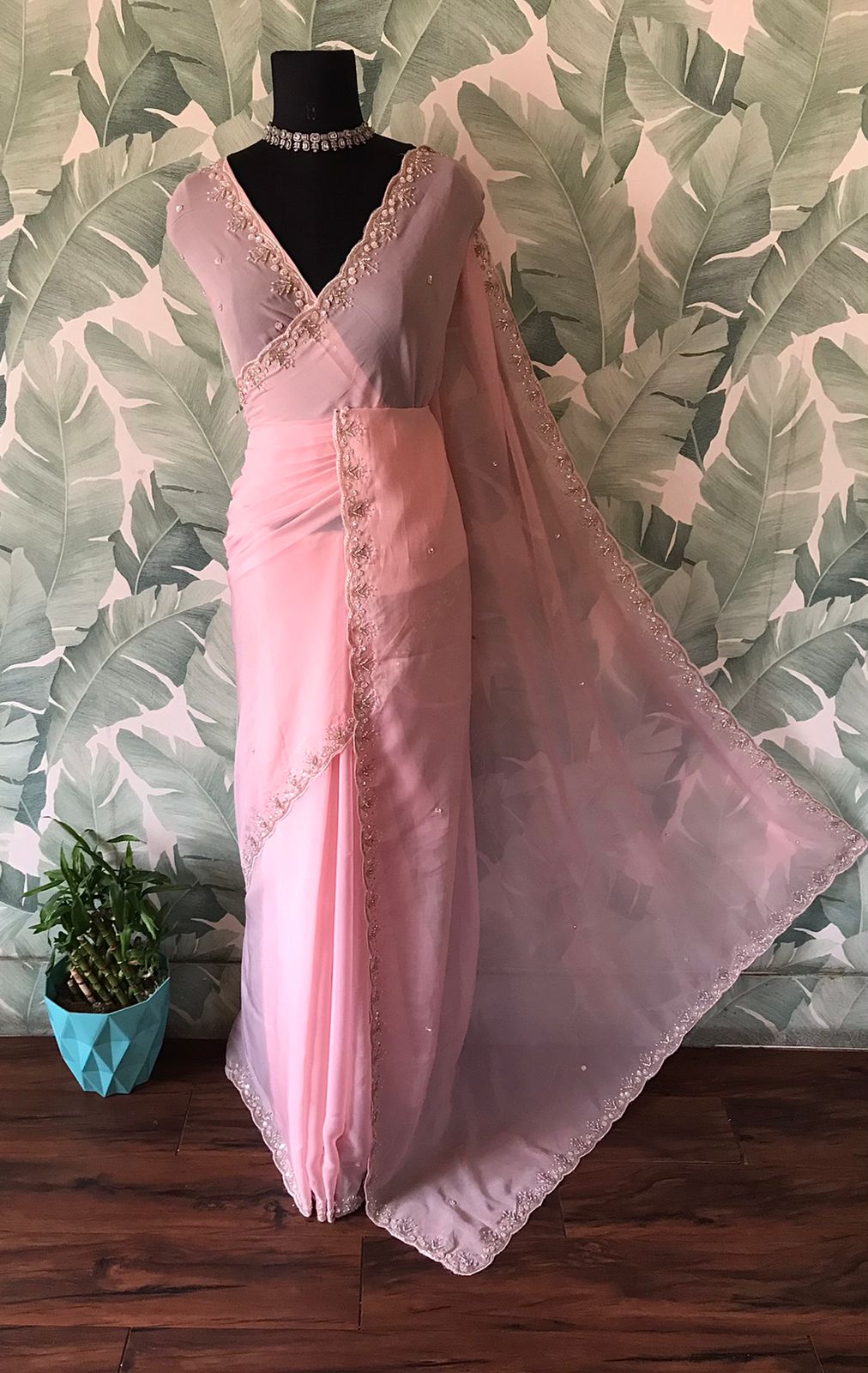 Premium Pure Organza Silk Handwork Saree