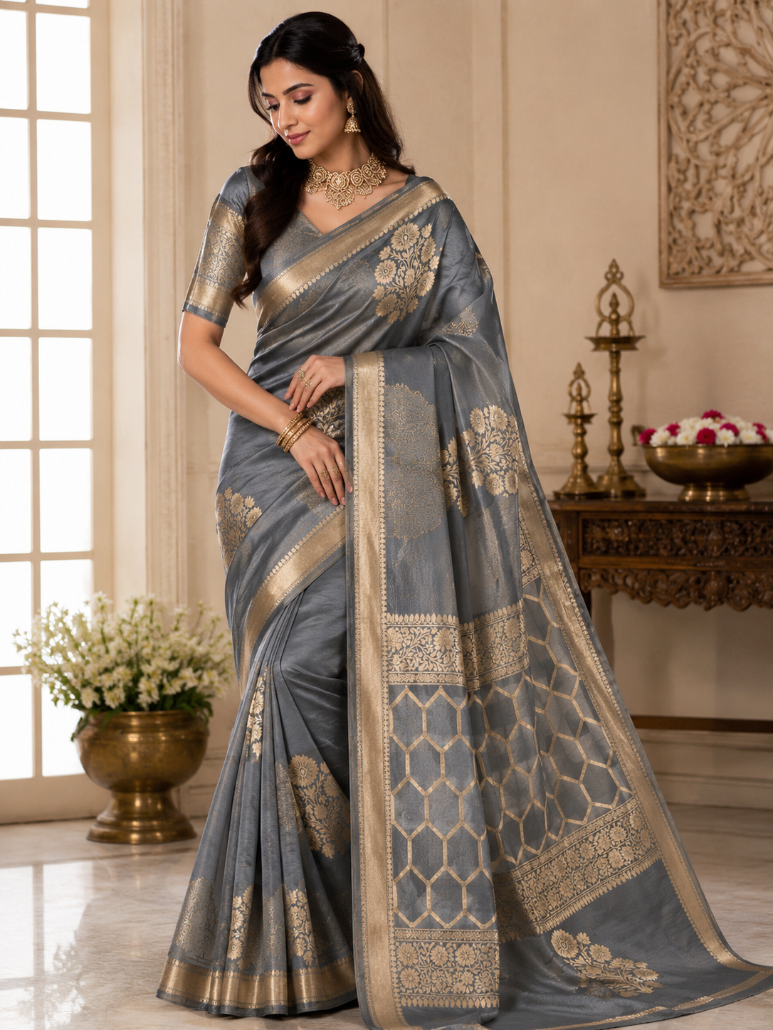 Beautiful Banaras Soft Raw Mango Silk Woven Premium Quality Saree