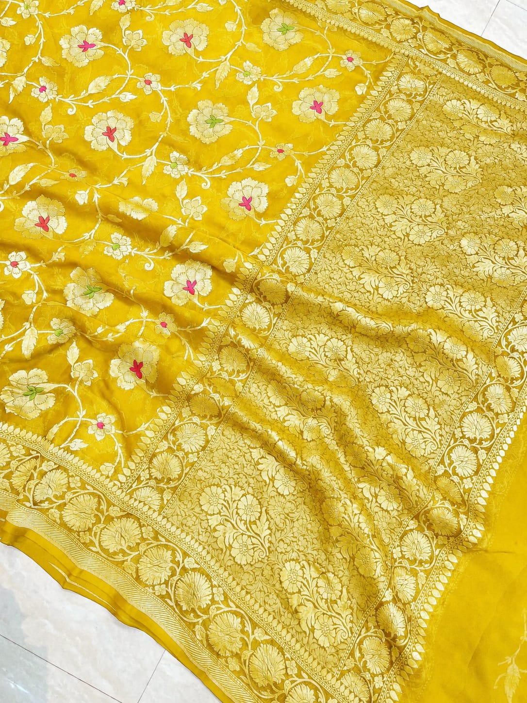 Banarasi Meendar Woven Semi Georgette Silk Saree – Timeless Elegance