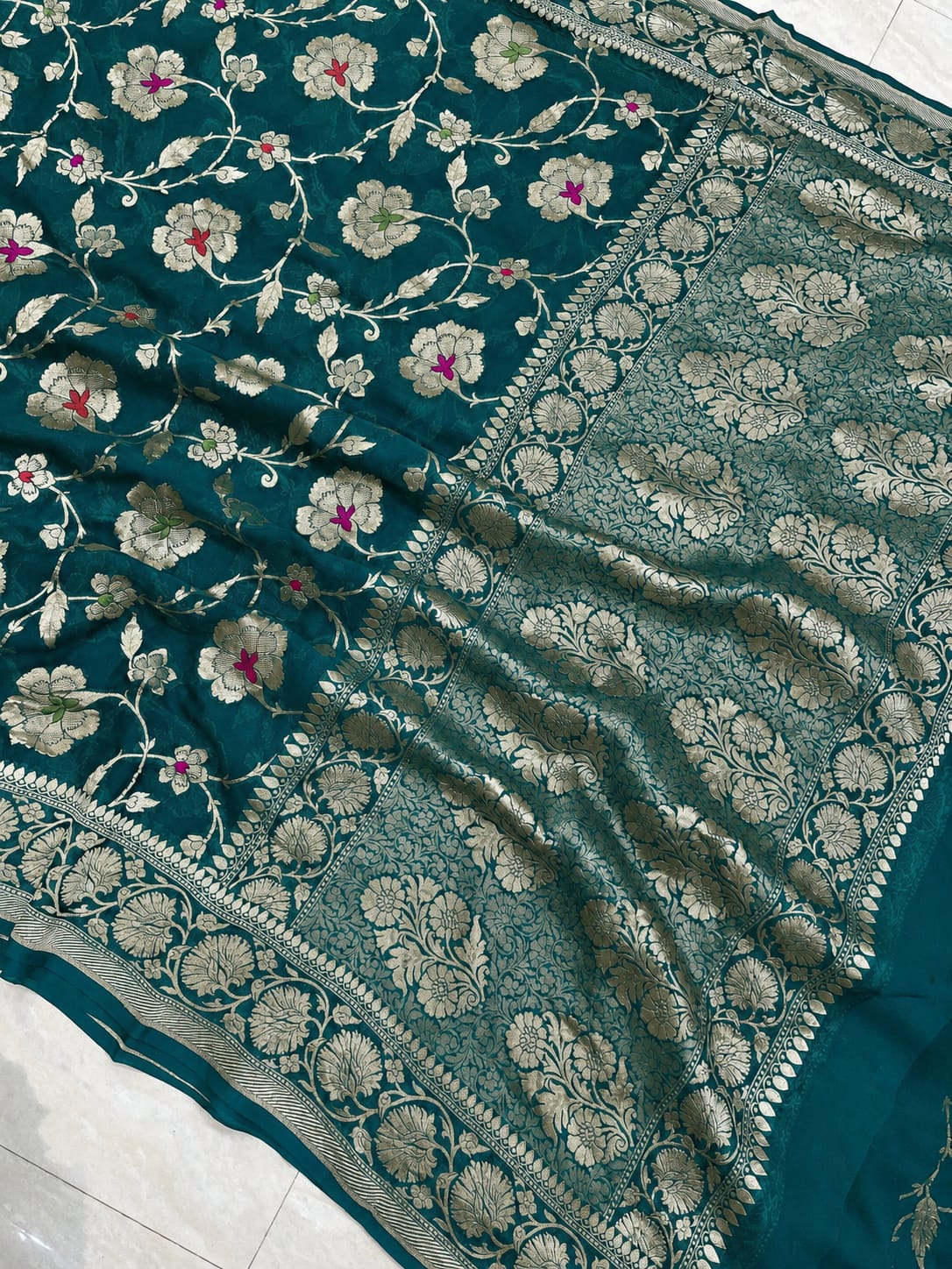 Banarasi Meendar Woven Semi Georgette Silk Saree – Timeless Elegance