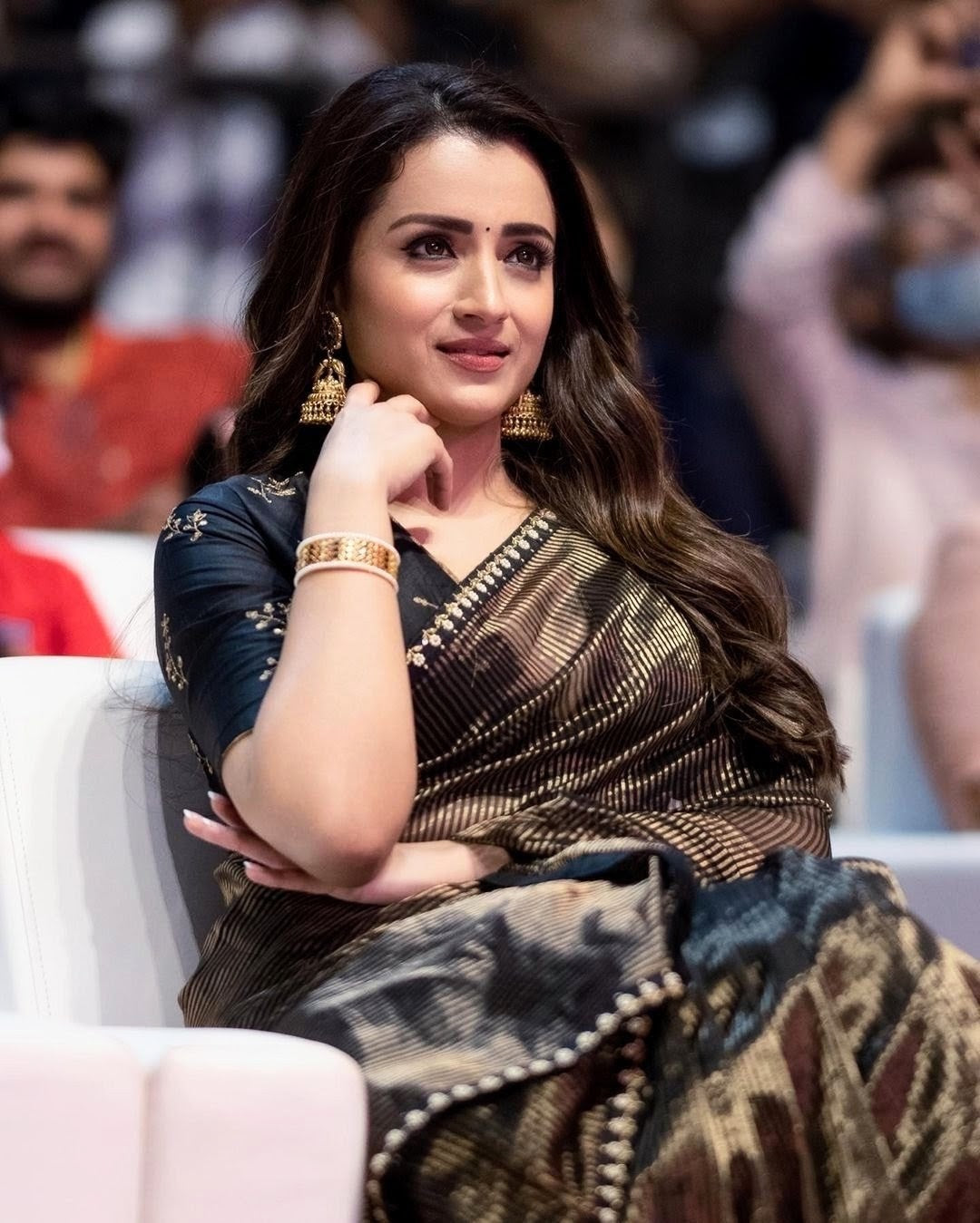 Celebrity-Inspired Banarasi Tissue Silk Saree with Elegant Zari Stripes