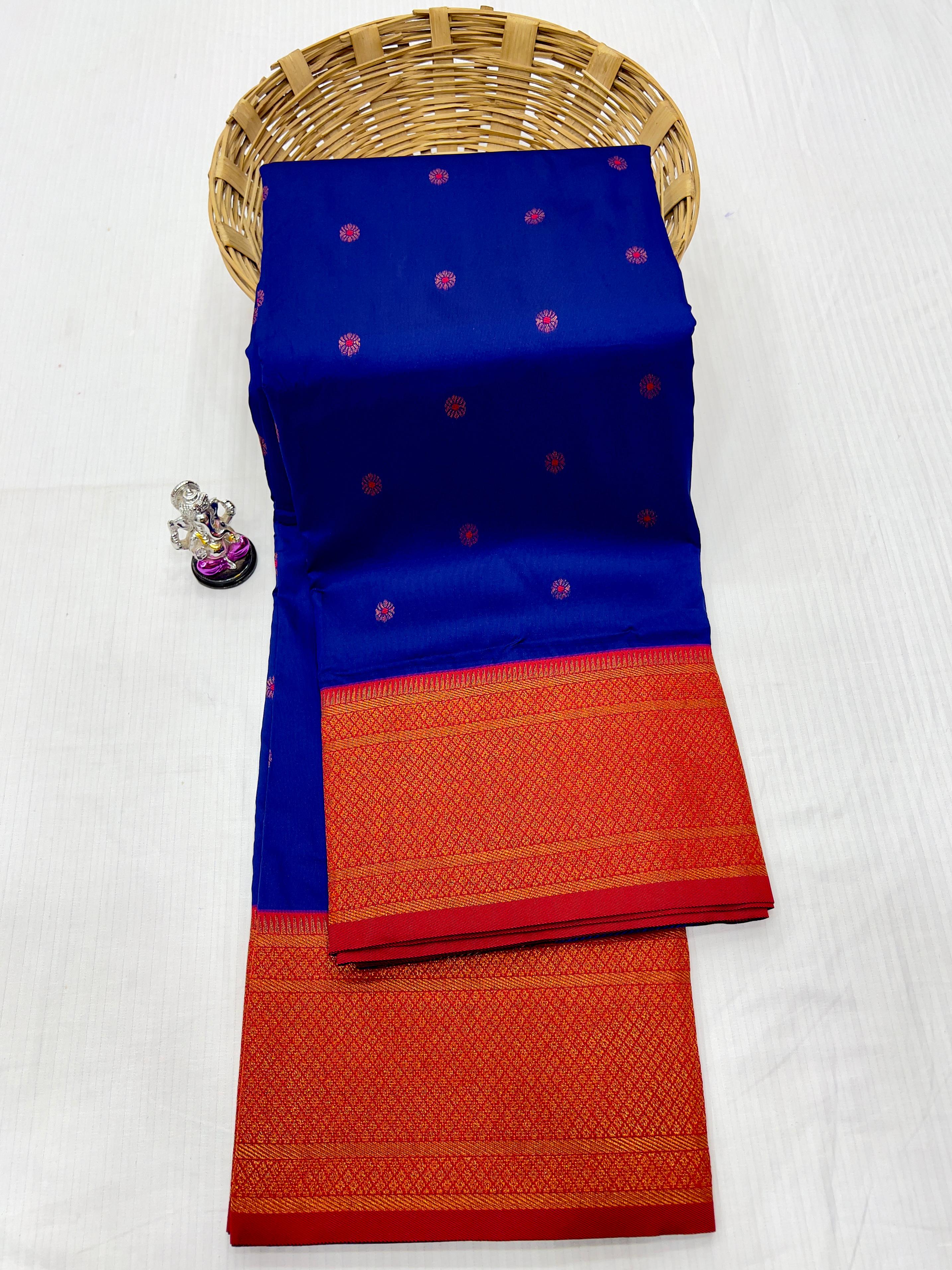 Kadiyal Paithani Premium Katan Silk Saree with Meena Butti & Contrast Zari Blouse