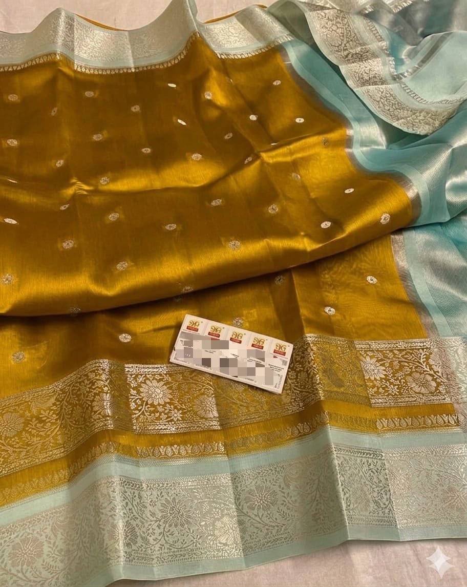 Premium Banarasi Raw Mango Silk Saree – Soft & Lightweight