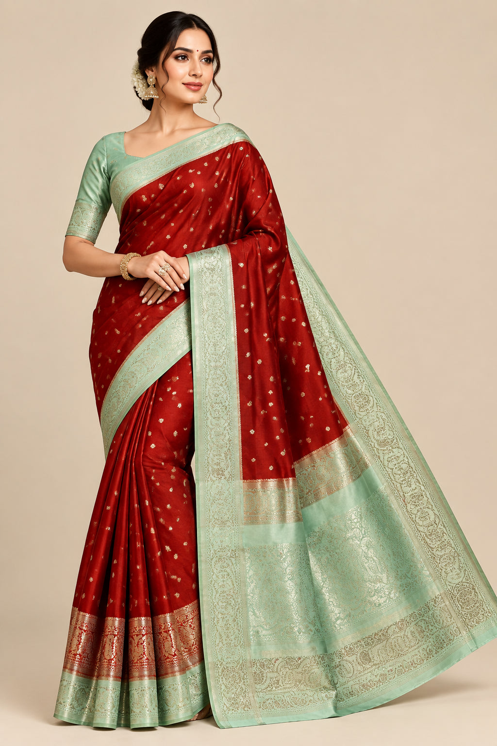 Premium Banarasi Raw Mango Silk Saree – Soft & Lightweight