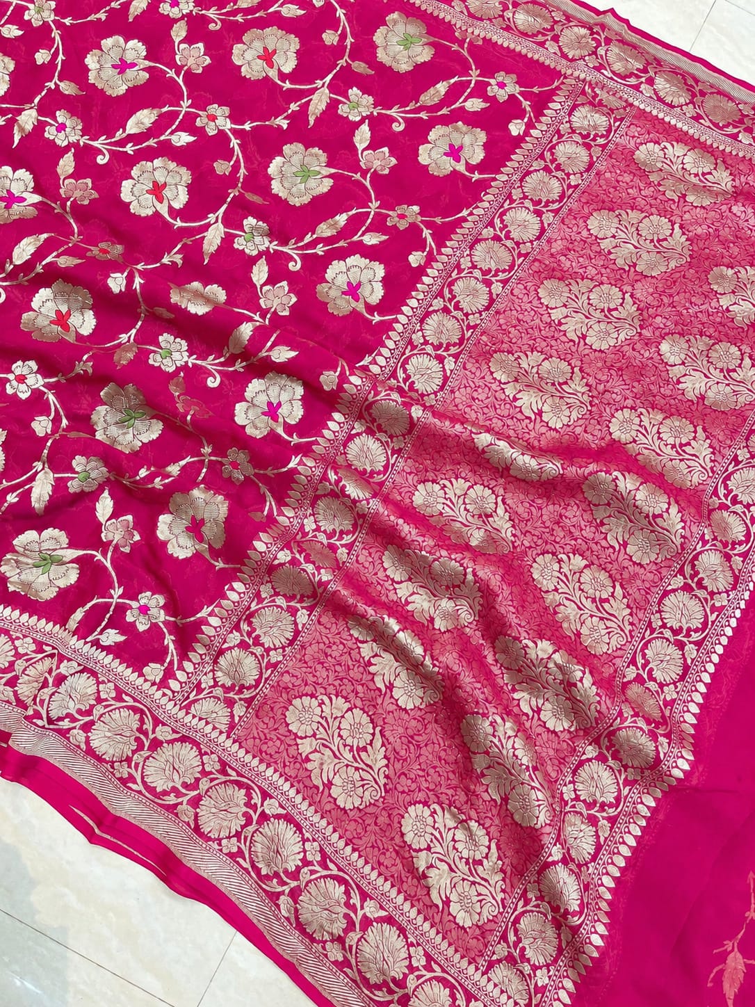 Banarasi Meendar Woven Semi Georgette Silk Saree – Timeless Elegance