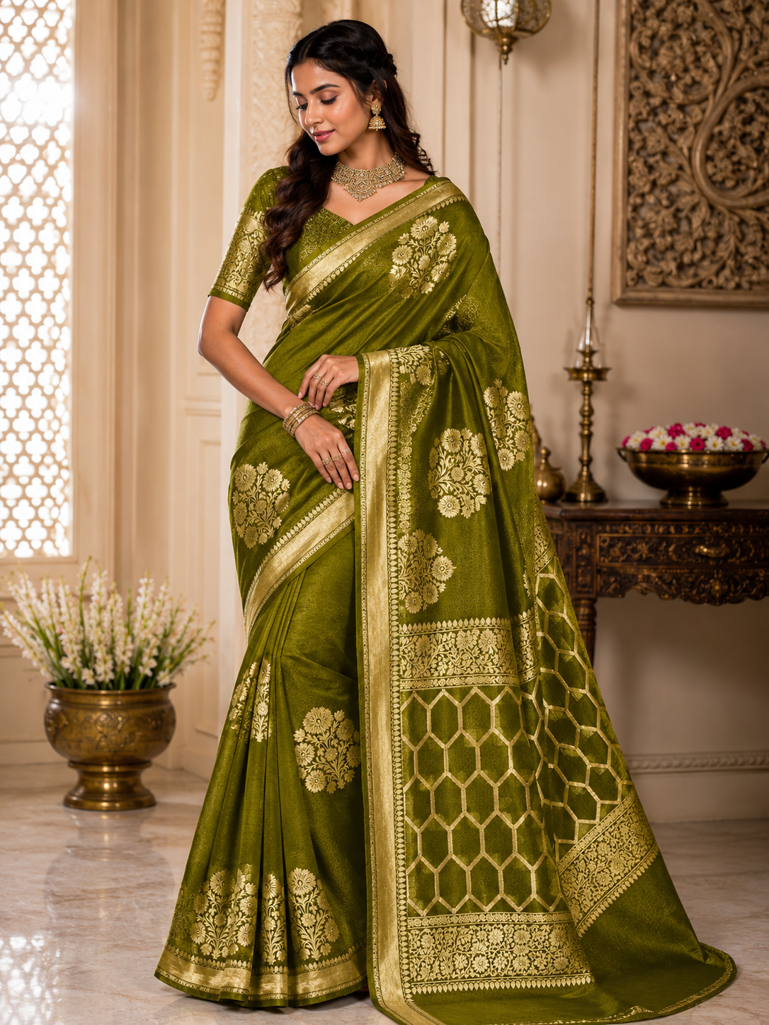 Beautiful Banaras Soft Raw Mango Silk Woven Premium Quality Saree