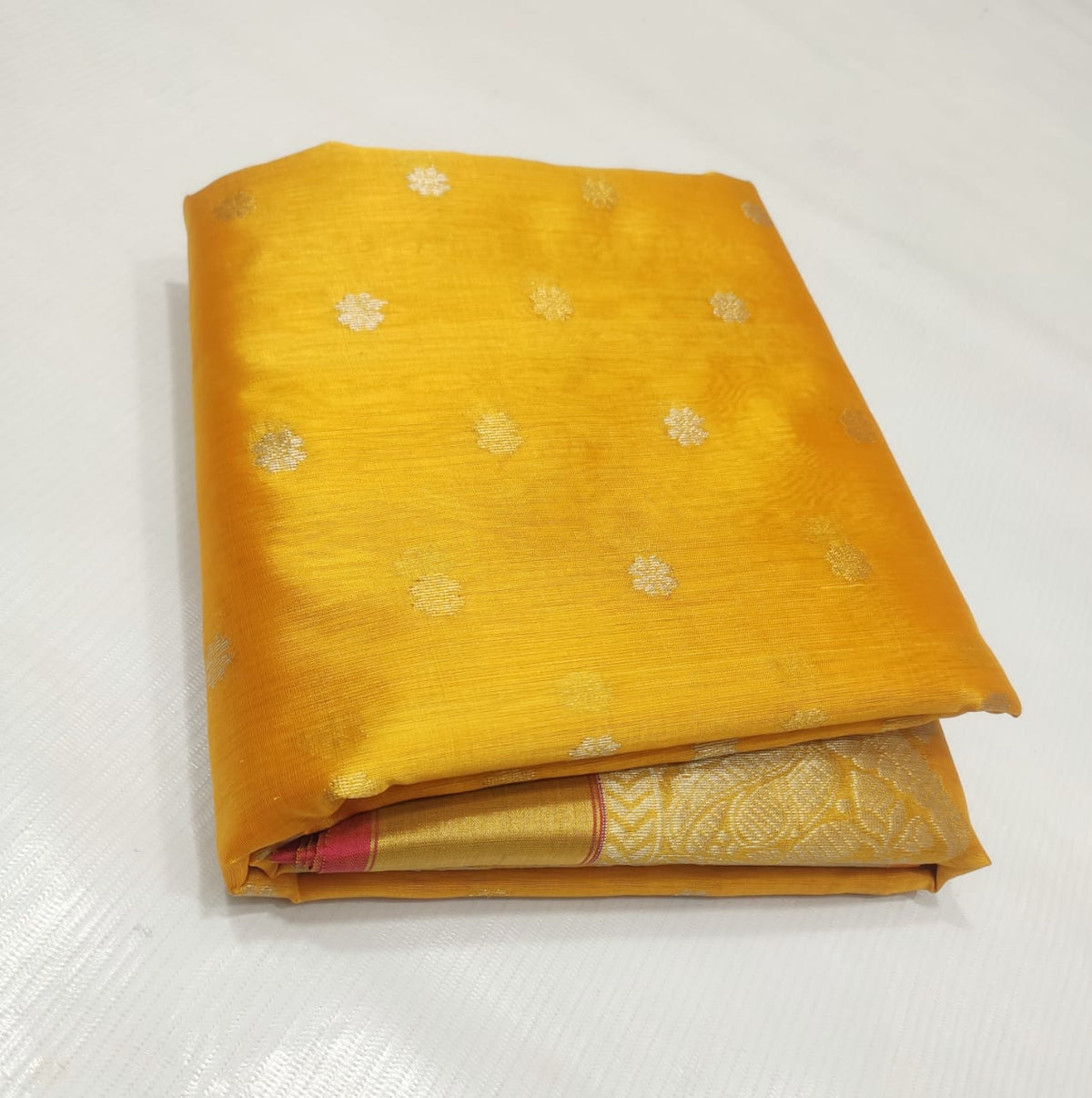 Chanderi Handloom Pattu Silk Saree – Ghani Butta, Meenakari Border & Taraz Pallu