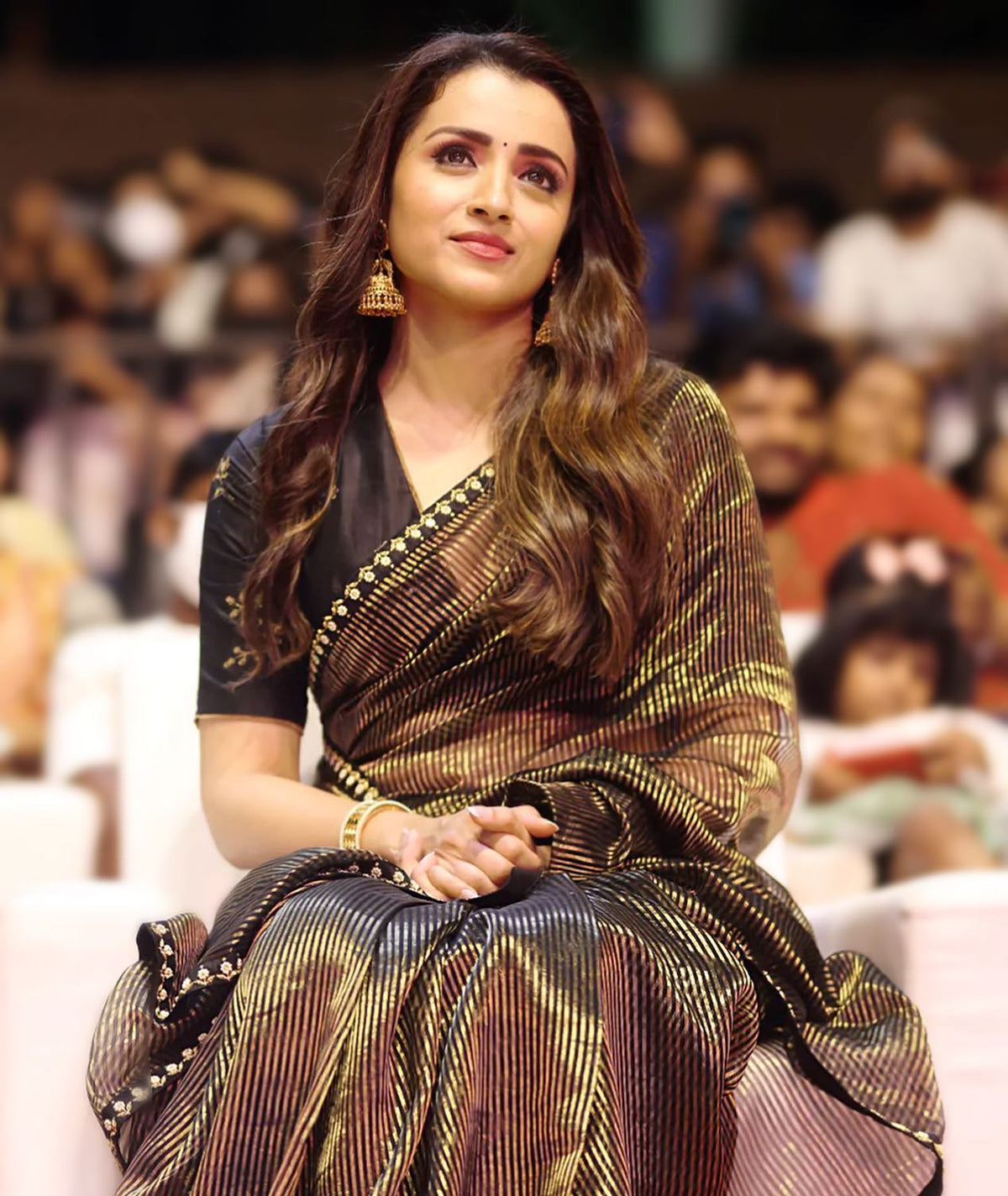 Celebrity-Inspired Banarasi Tissue Silk Saree with Elegant Zari Stripes