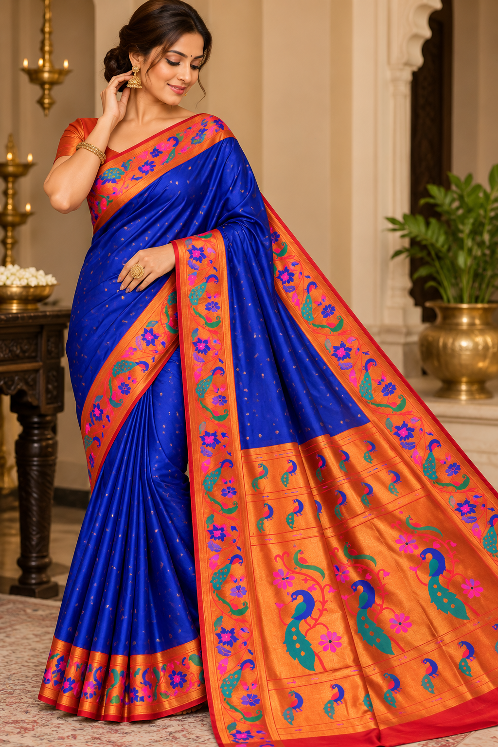 Maharani Pushpaa Paithani – Mor Popat Brocade Silk Saree