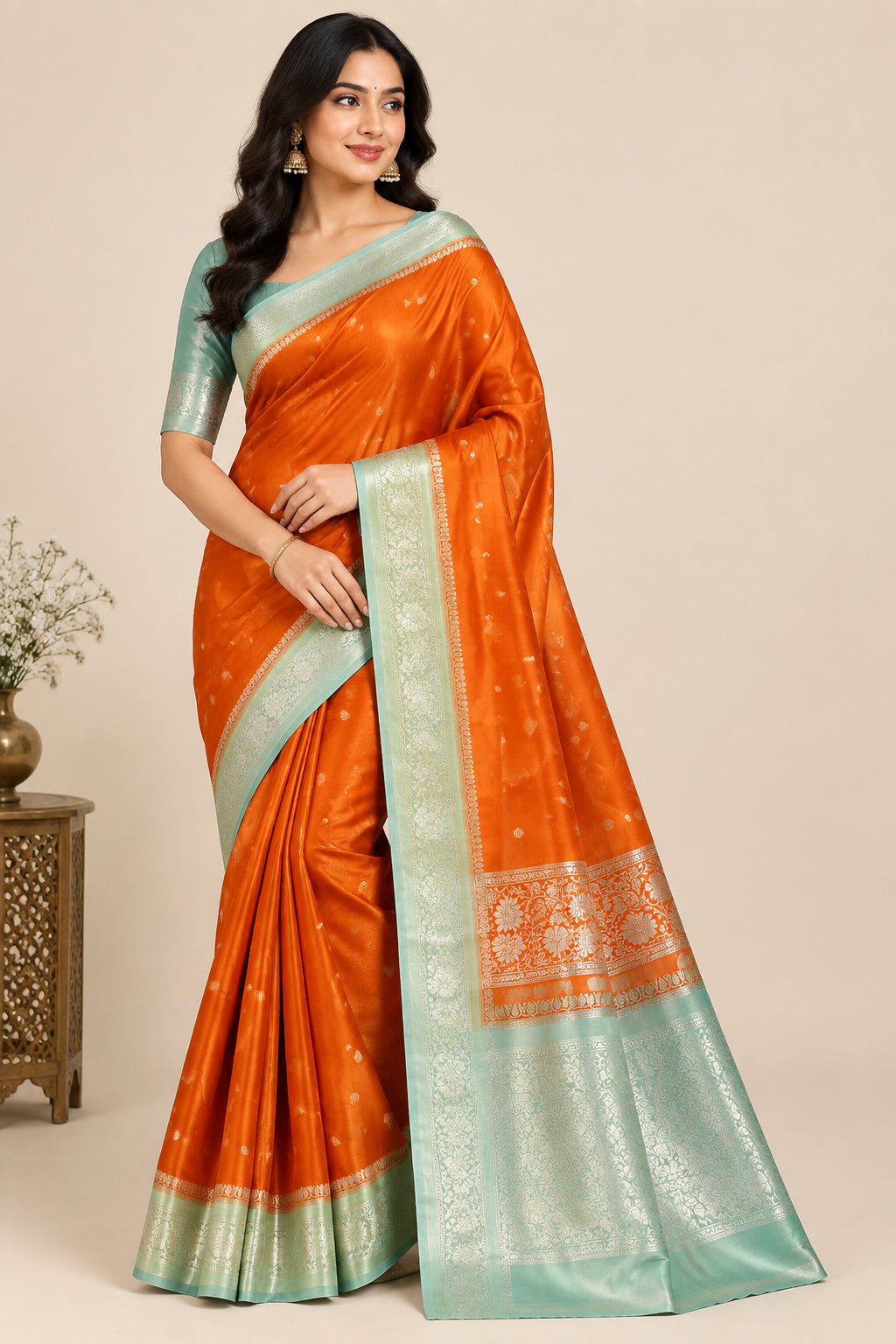 Premium Banarasi Raw Mango Silk Saree – Soft & Lightweight