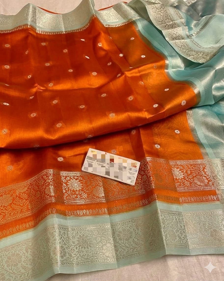 Premium Banarasi Raw Mango Silk Saree – Soft & Lightweight
