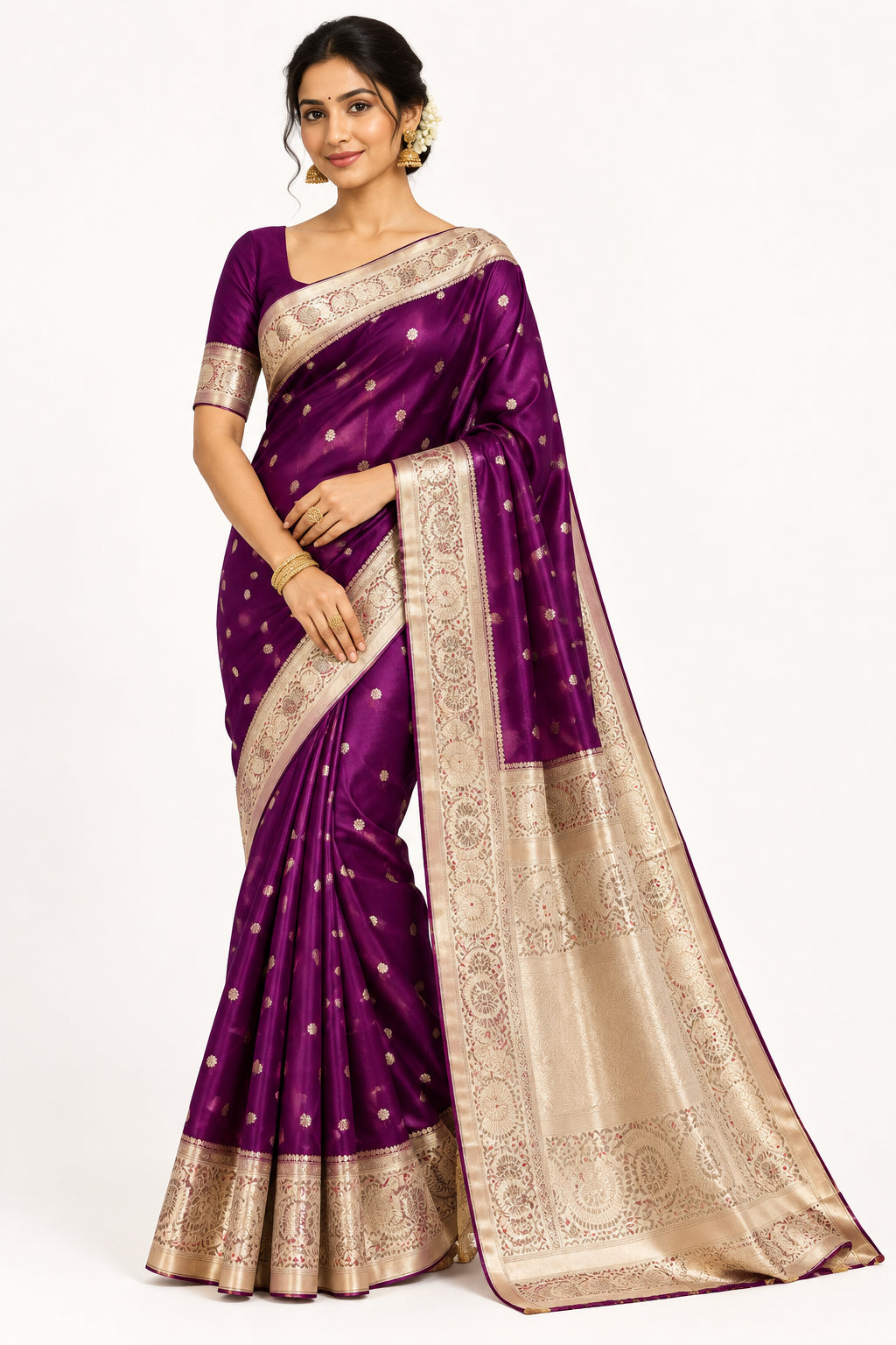 Premium Banarasi Raw Mango Silk Saree – Soft & Lightweight
