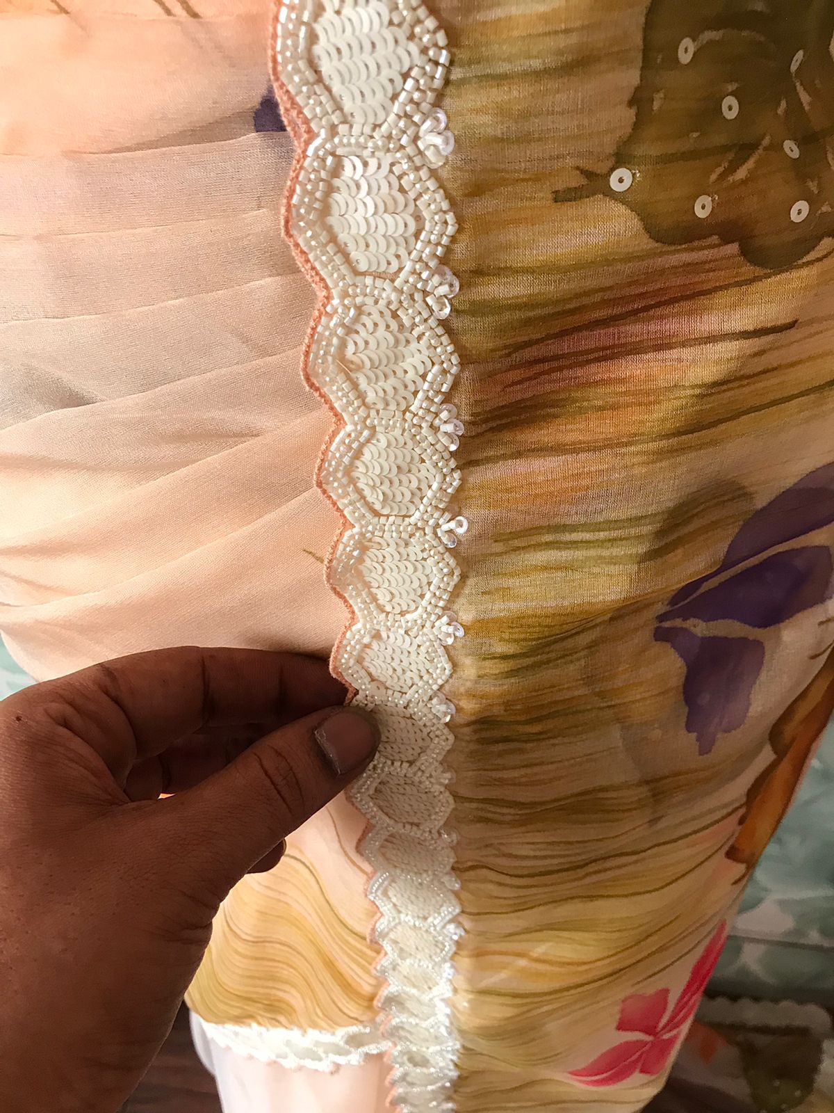 Soft Organza Silk Handpainted & Handwork Saree