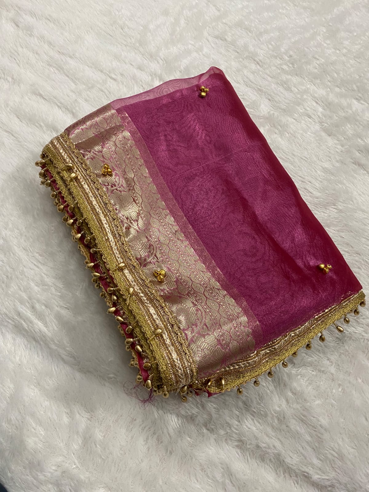 Trending Banarasi Tissue Silk Saree with Elegant Ghungroo Detailing