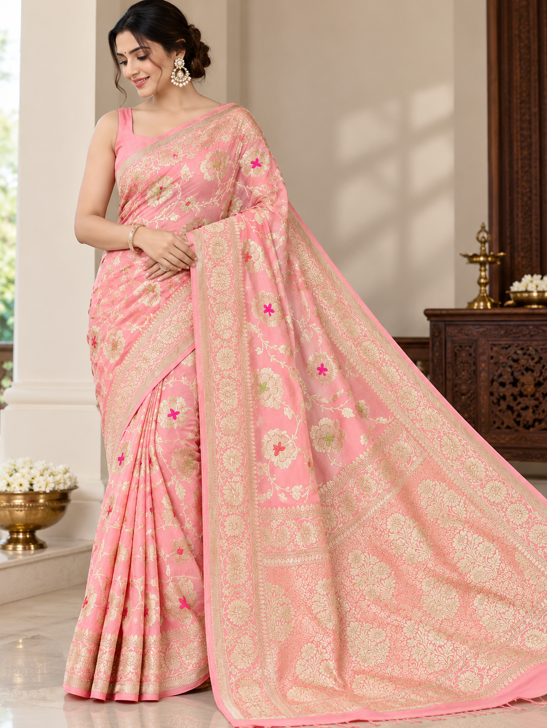 Banarasi Meendar Woven Semi Georgette Silk Saree – Timeless Elegance