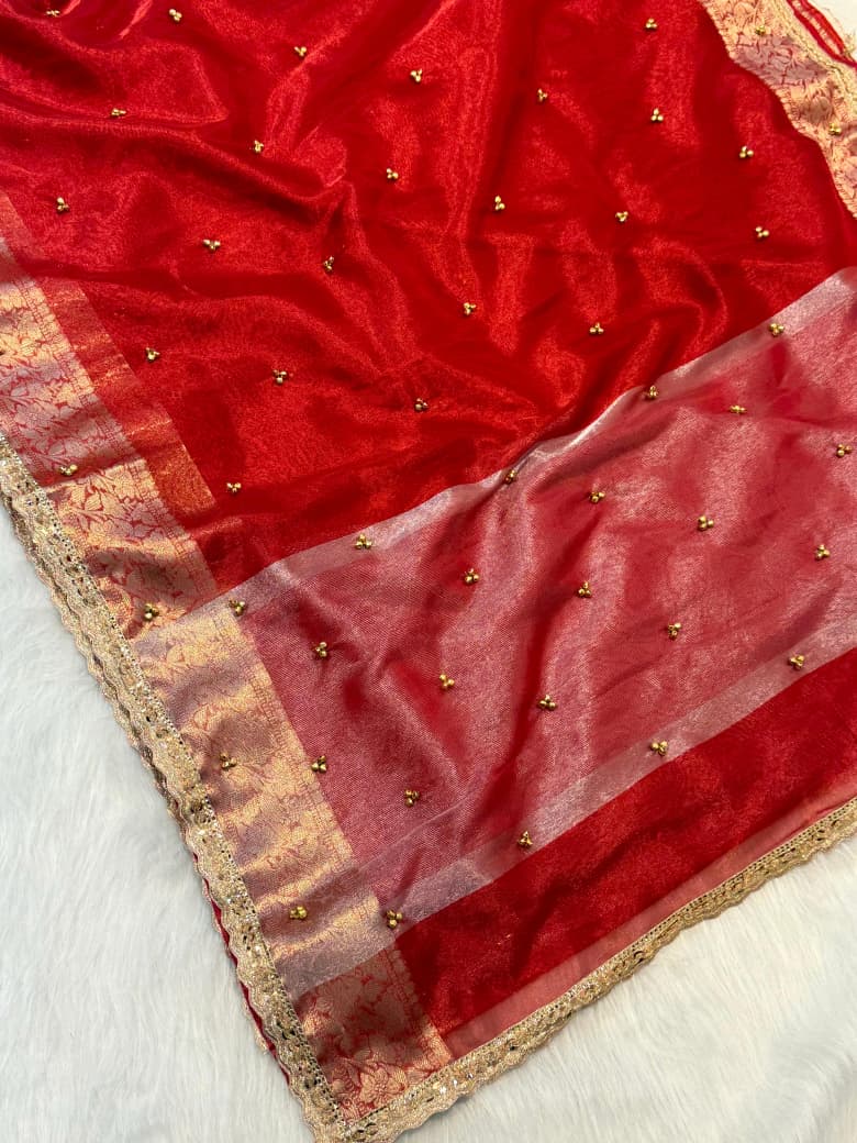 Banarasi Soft Tissue Silk Saree with Ghungroo Work