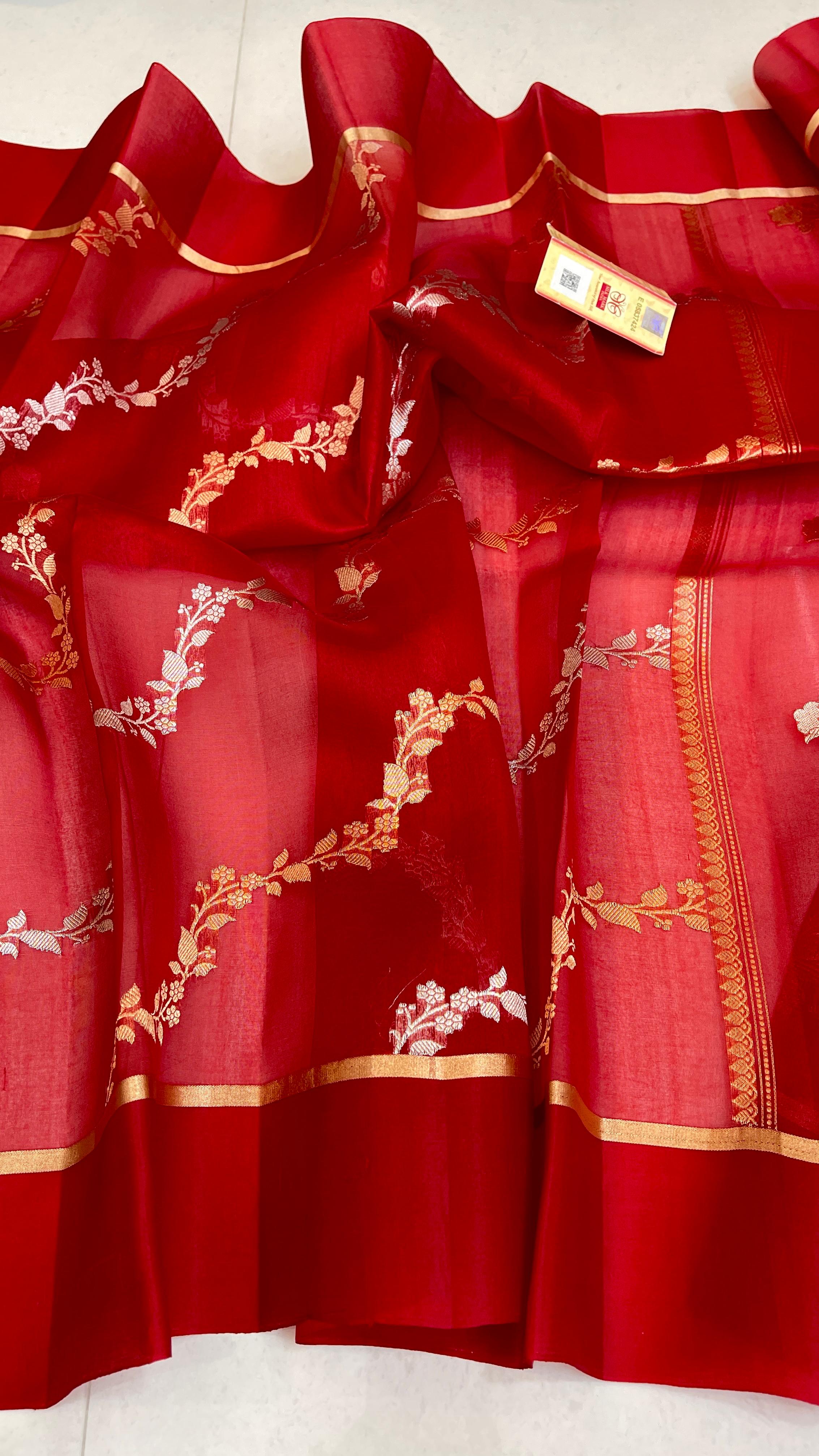 Banarasi Pure Handloom Kora Organza Silk Saree