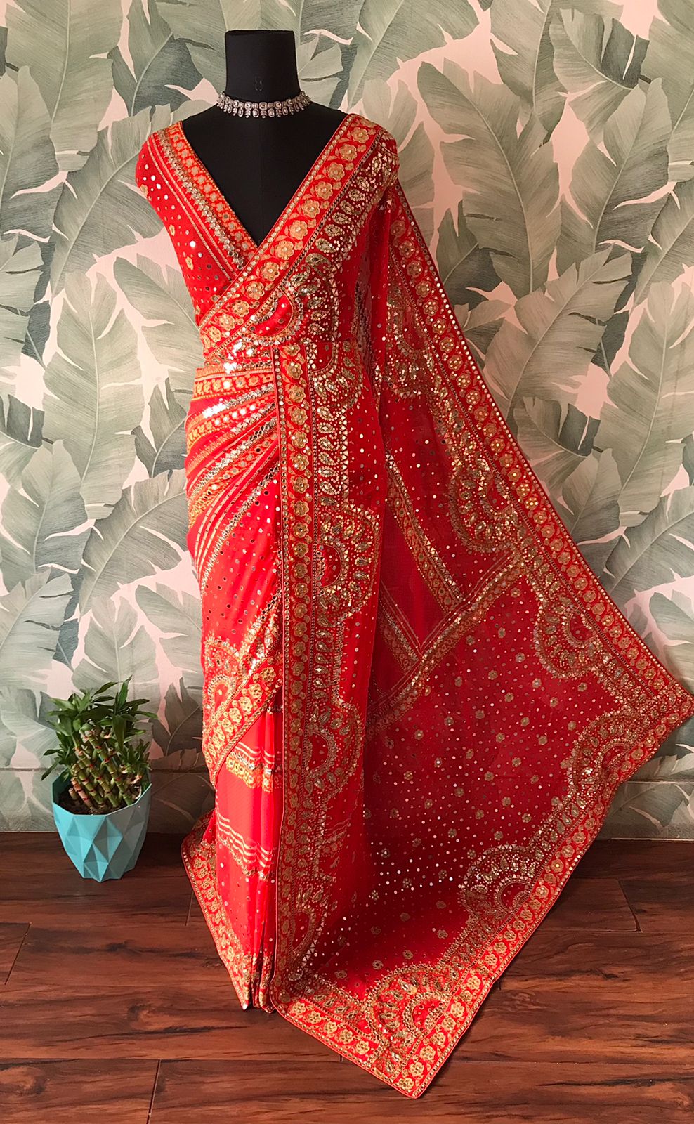 Orange Sampada Inspired Premium Georgette Silk Saree