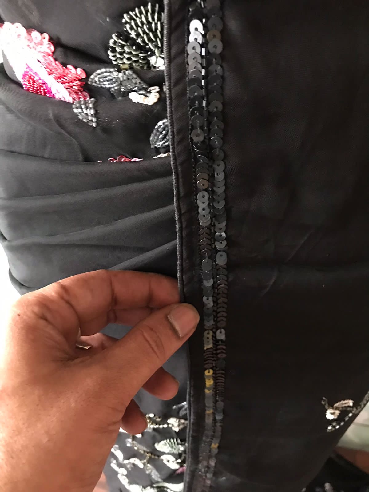 Black Beauty Premium Georgette Silk Handwork Saree