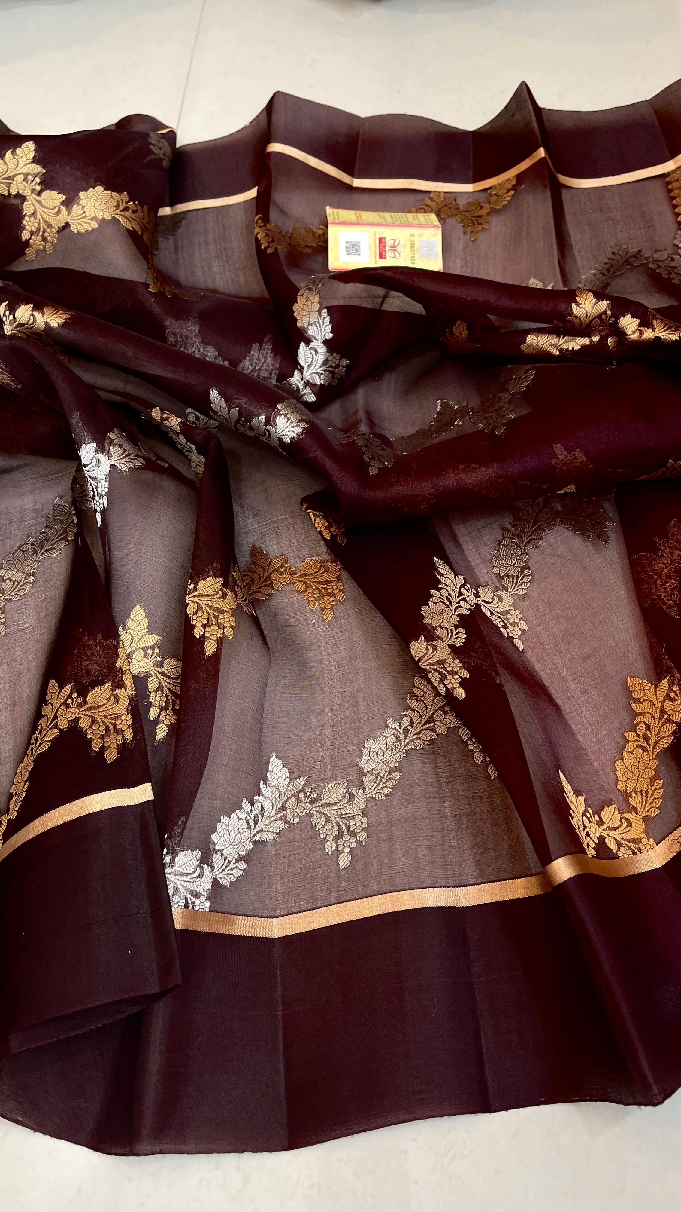 Banarasi Pure Handloom Kora Organza Silk Saree