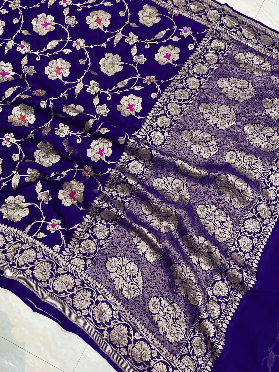 Banarasi Meendar Woven Semi Georgette Silk Saree – Timeless Elegance