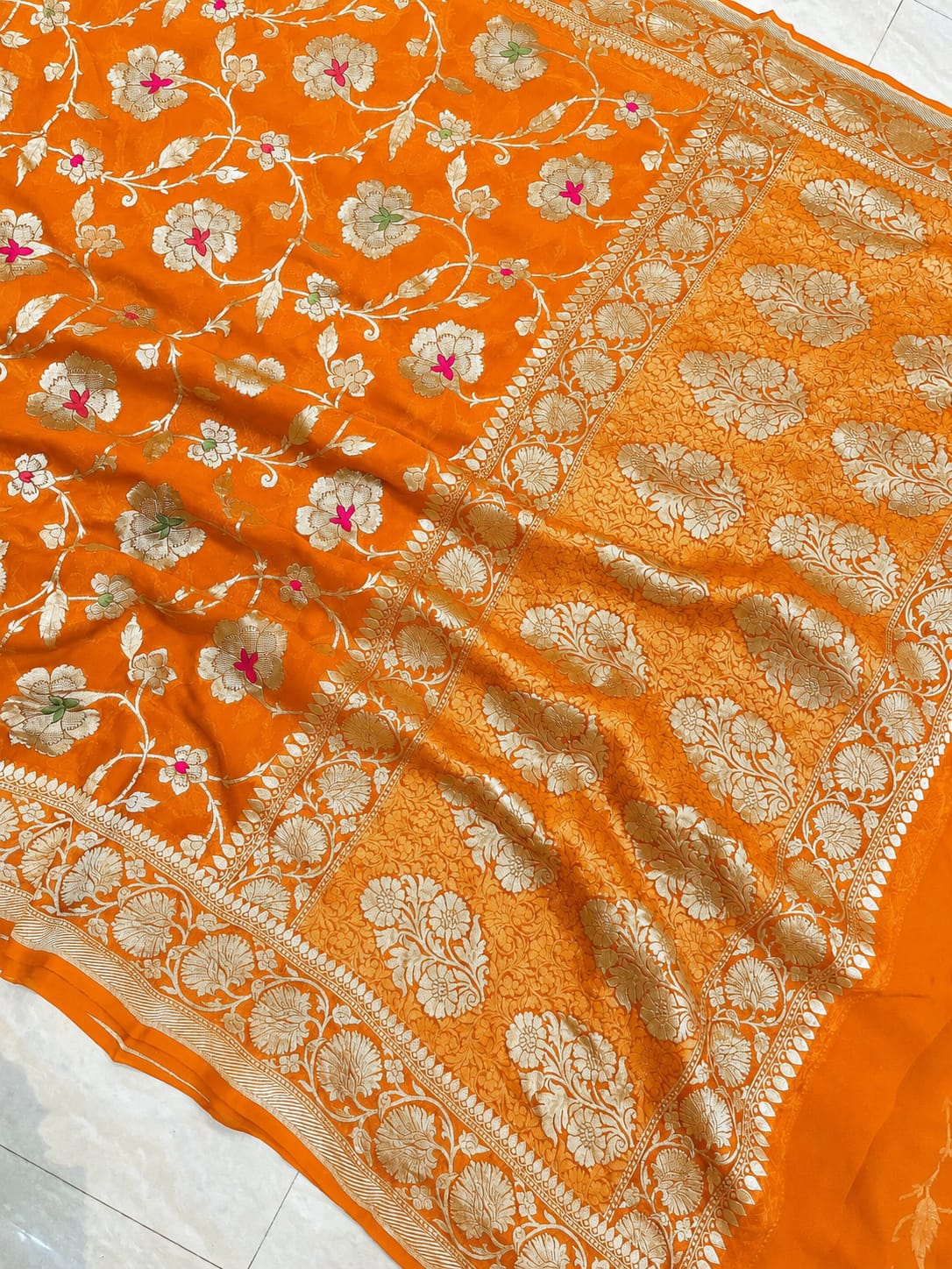 Banarasi Meendar Woven Semi Georgette Silk Saree – Timeless Elegance
