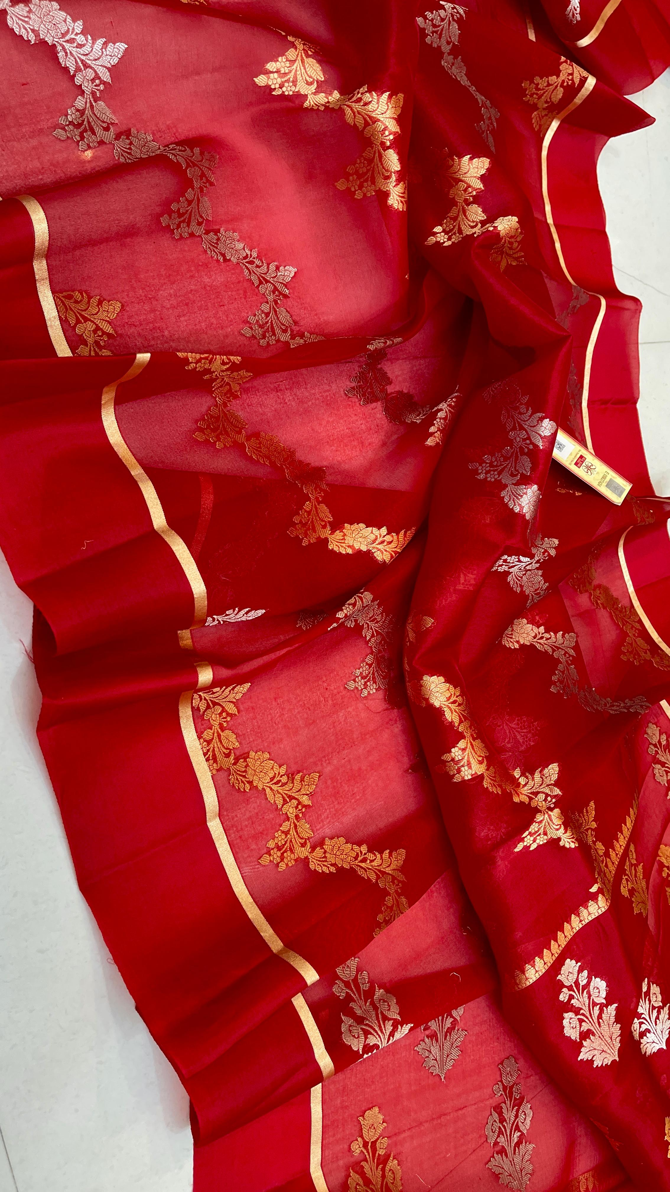 Banarasi Pure Handloom Kora Organza Silk Saree