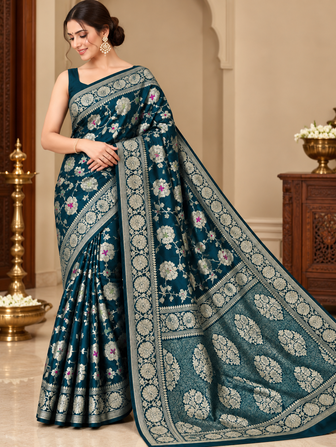 Banarasi Meendar Woven Semi Georgette Silk Saree – Timeless Elegance