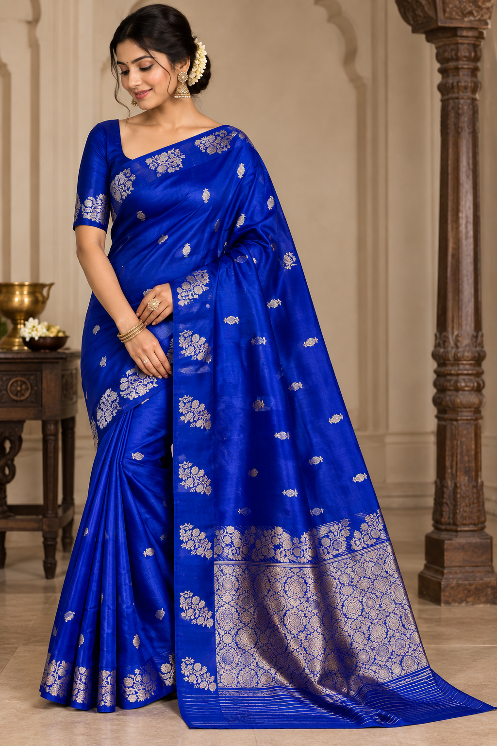 Banarasi Pure Kora Silk Handloom Kadhuwa Woven Saree