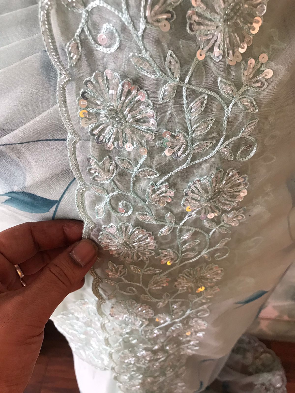 Premium Pure Organza Silk Handpainted & Handwork Saree