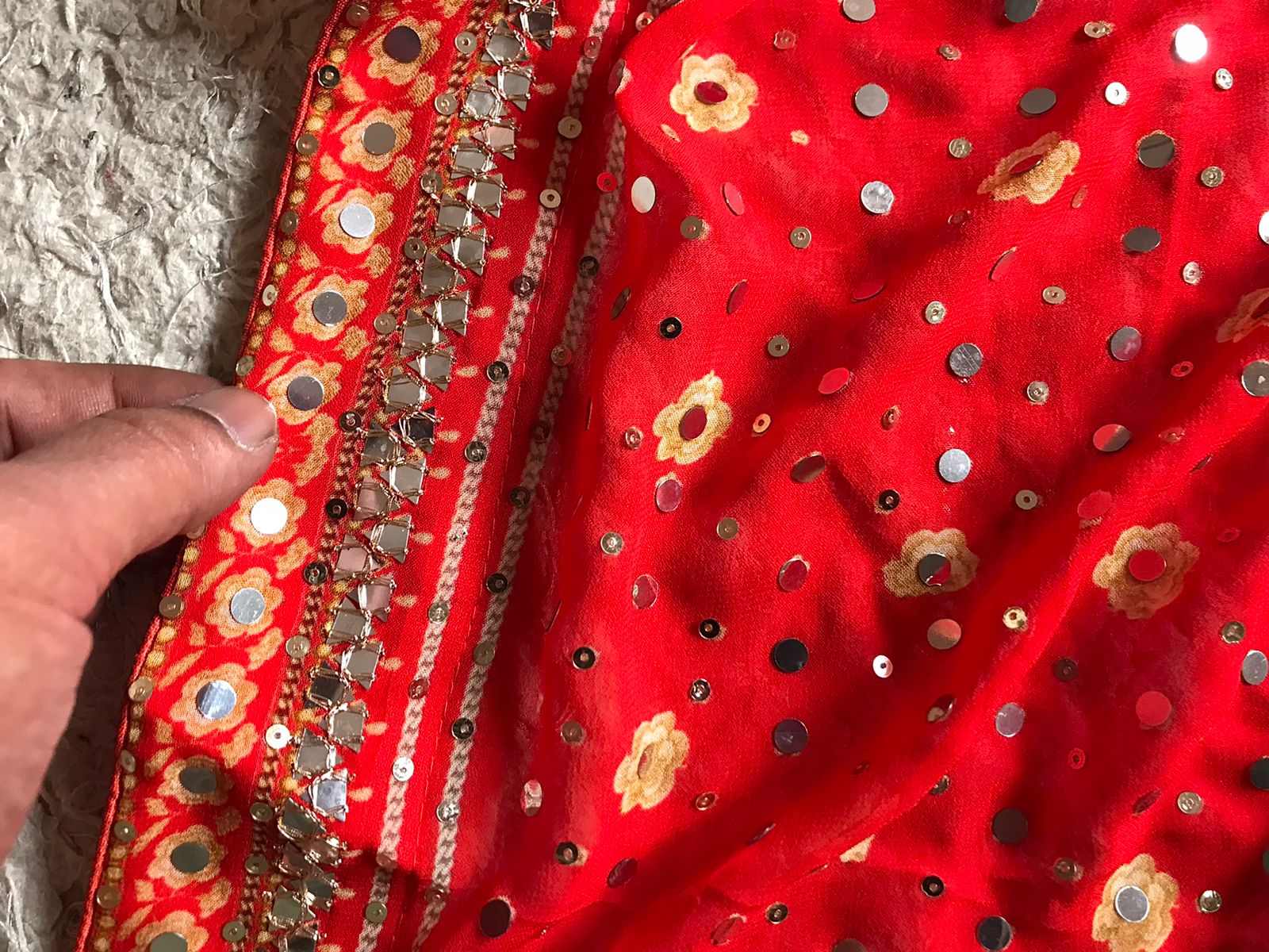 Orange Sampada Inspired Premium Georgette Silk Saree