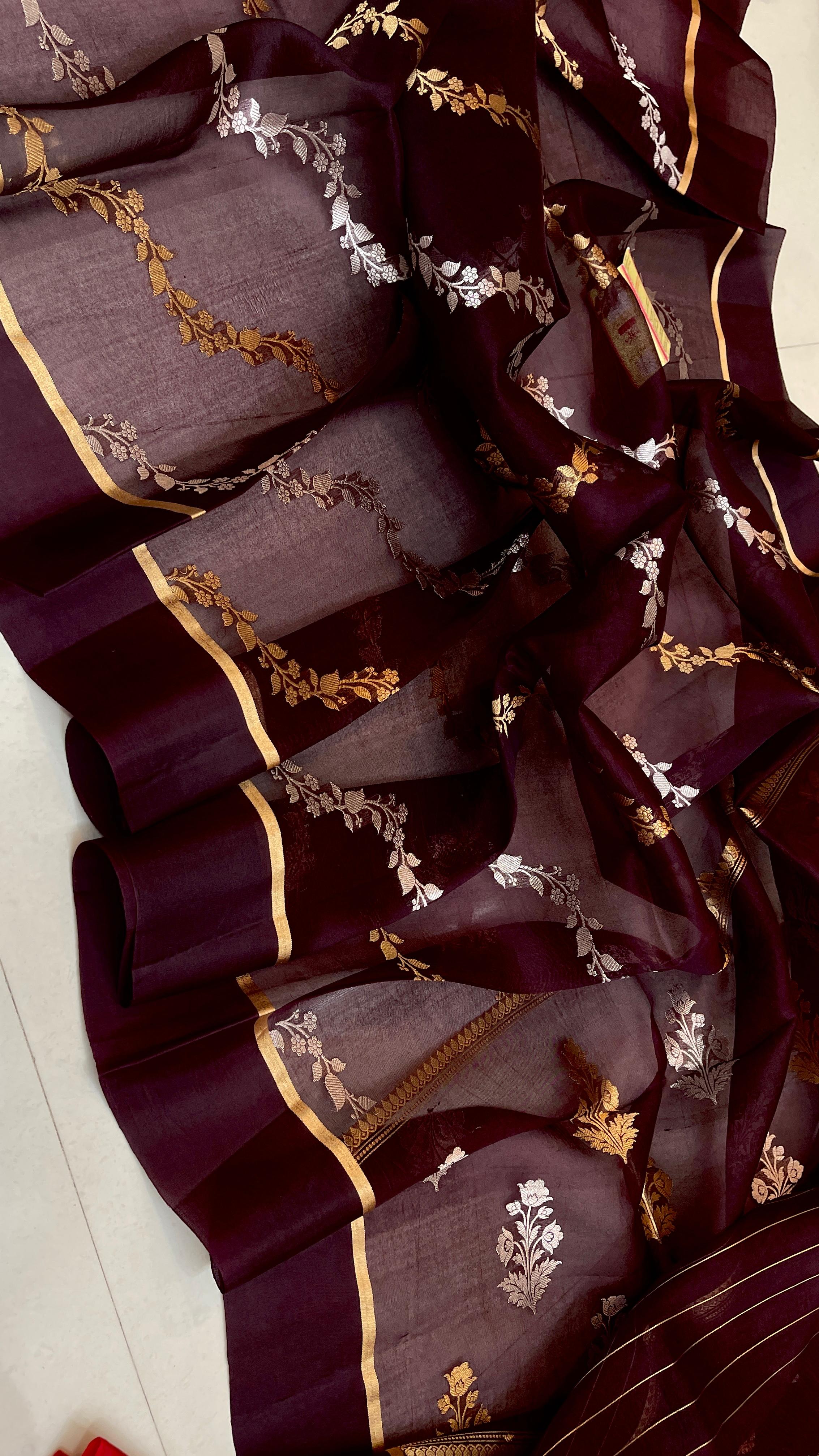 Banarasi Pure Handloom Kora Organza Silk Saree